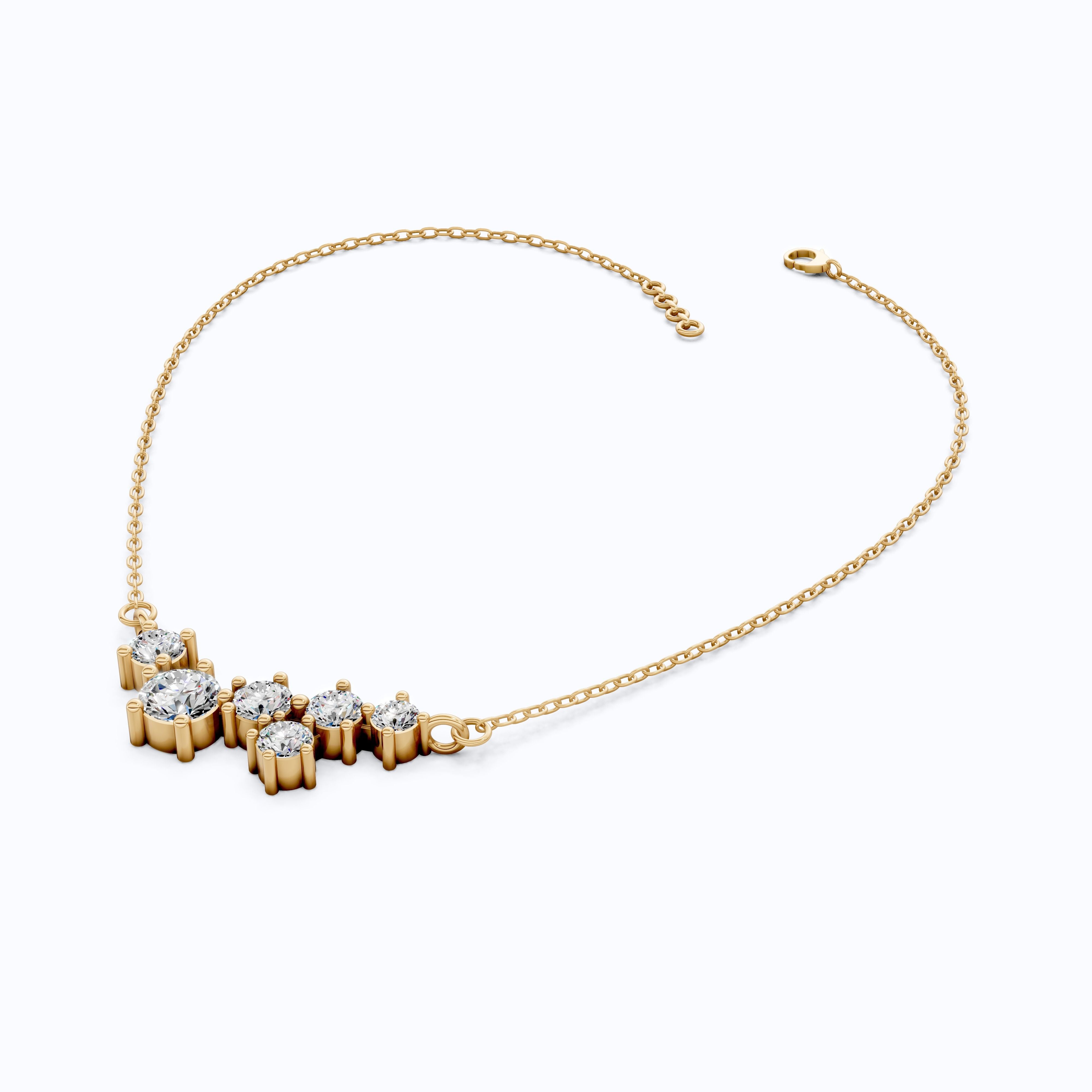 Graduated Round Cluster Statement Pendant in 14k Solid Gold, 2.19 TCW Round Cut Lab Diamonds, Bridal Necklace, Unique Pendant