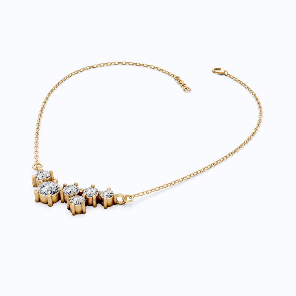 Graduated Round Cluster Statement Pendant in 14k Solid Gold, 2.19 TCW Round Cut Lab Diamonds, Bridal Necklace, Unique Pendant