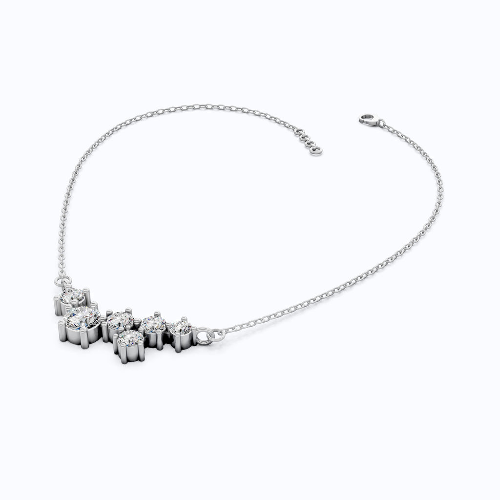 Graduated Round Cluster Statement Pendant in 14k Solid Gold, 2.19 TCW Round Cut Lab Diamonds, Bridal Necklace, Unique Pendant