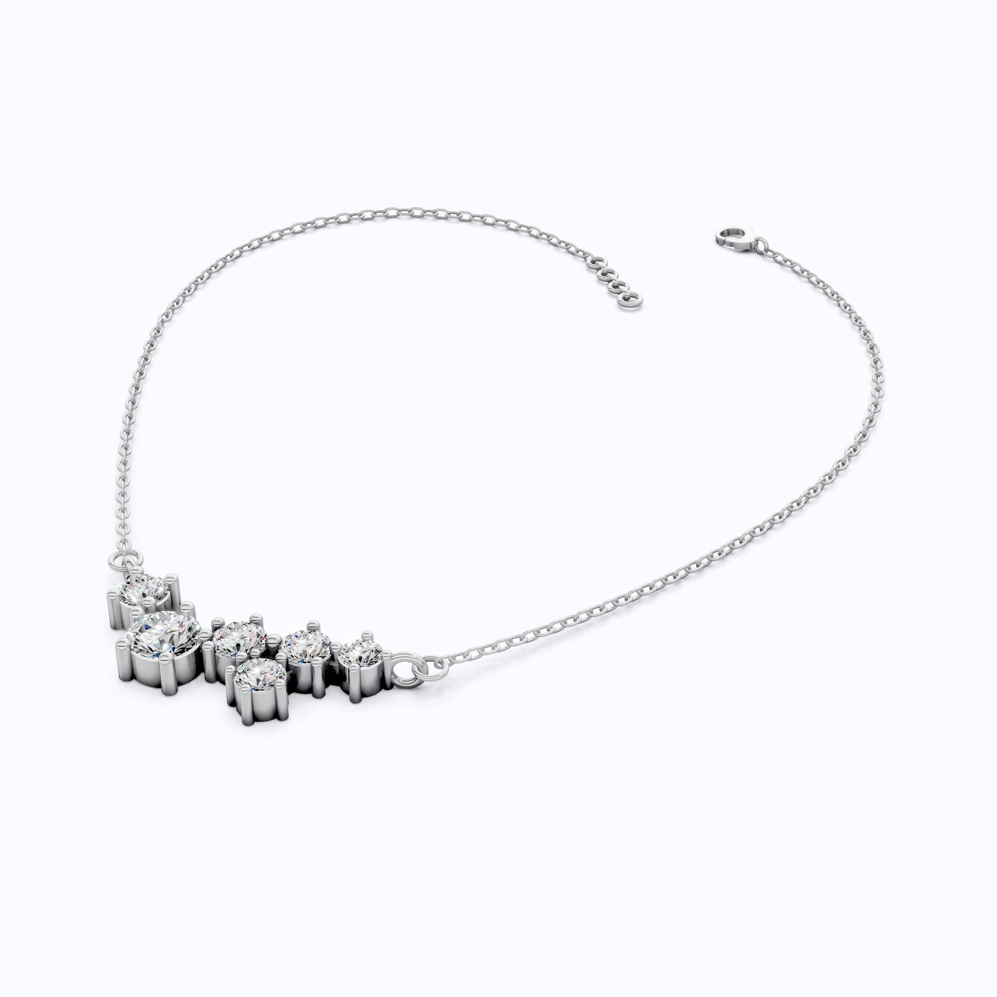 Graduated Round Cluster Statement Pendant in 14k Solid Gold, 2.19 TCW Round Cut Lab Diamonds, Bridal Necklace, Unique Pendant