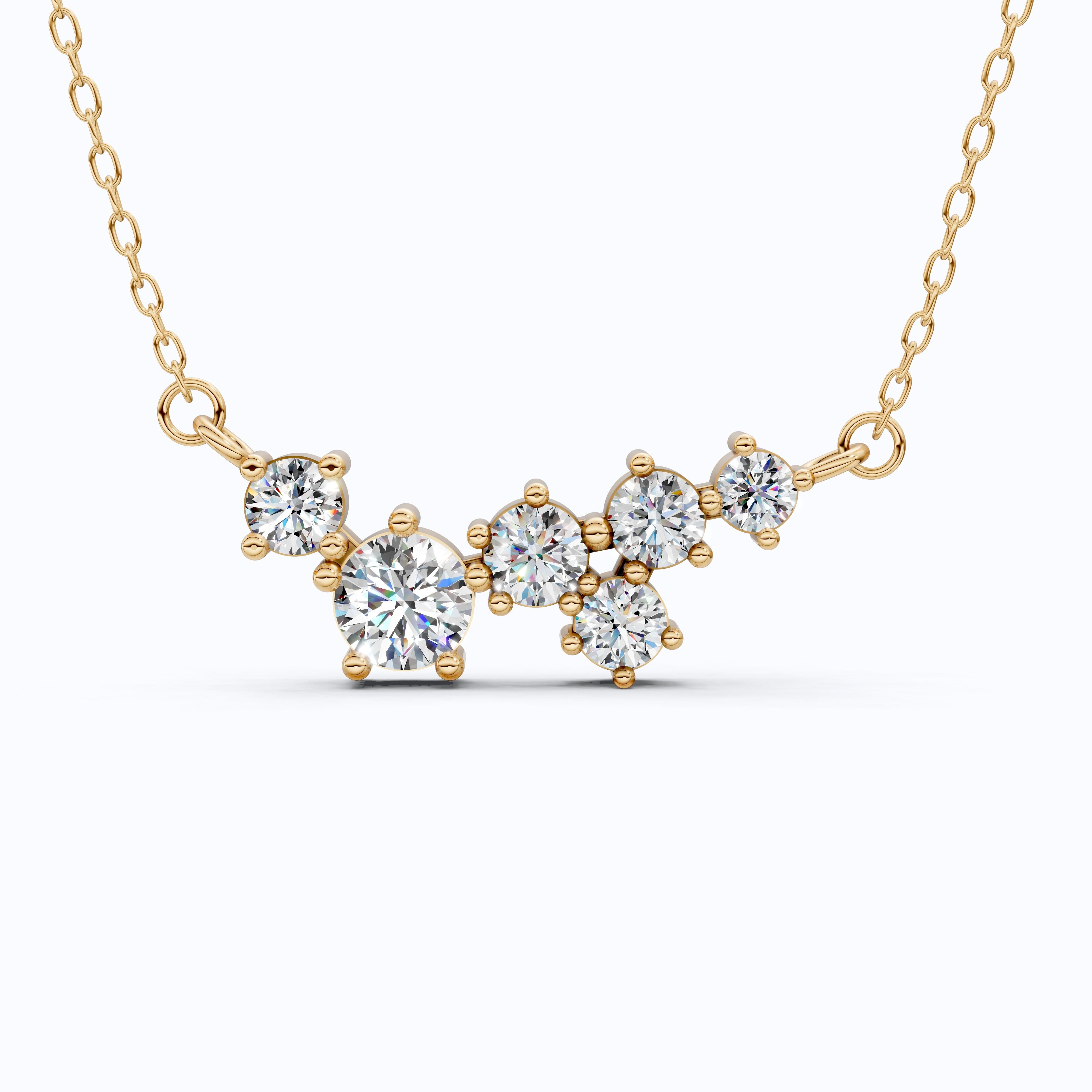 Graduated Round Cluster Statement Pendant in 14k Solid Gold, 2.19 TCW Round Cut Lab Diamonds, Bridal Necklace, Unique Pendant