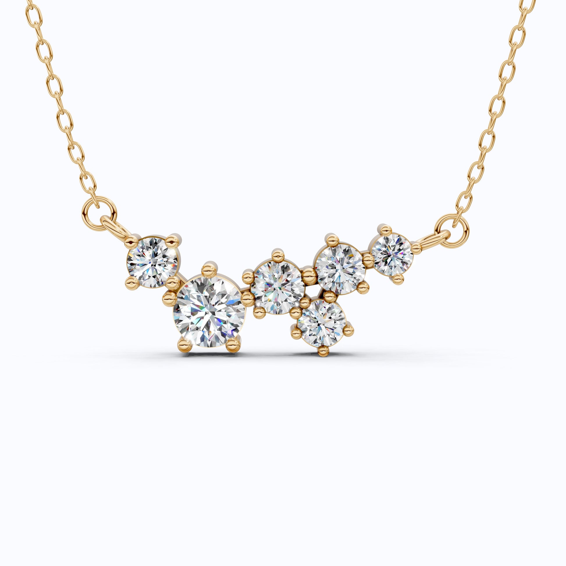 Graduated Round Cluster Statement Pendant in 14k Solid Gold, 2.19 TCW Round Cut Lab Diamonds, Bridal Necklace, Unique Pendant