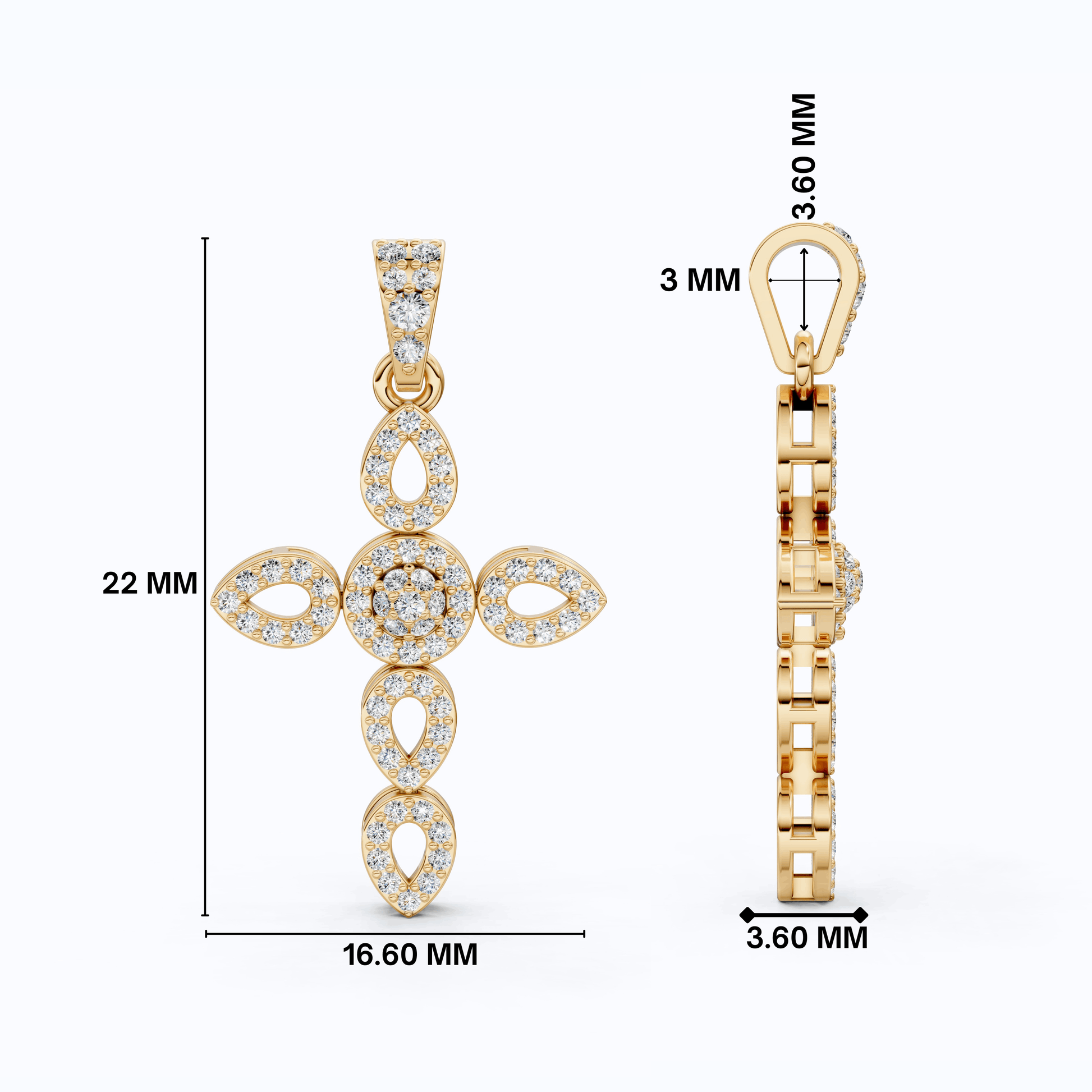 Art Deco Vintage Cross Pendant in 14k Solid Gold, 0.32 TCW Round Cut Lab Grown Diamonds, Religious Gift for Women, Everyday Pendant