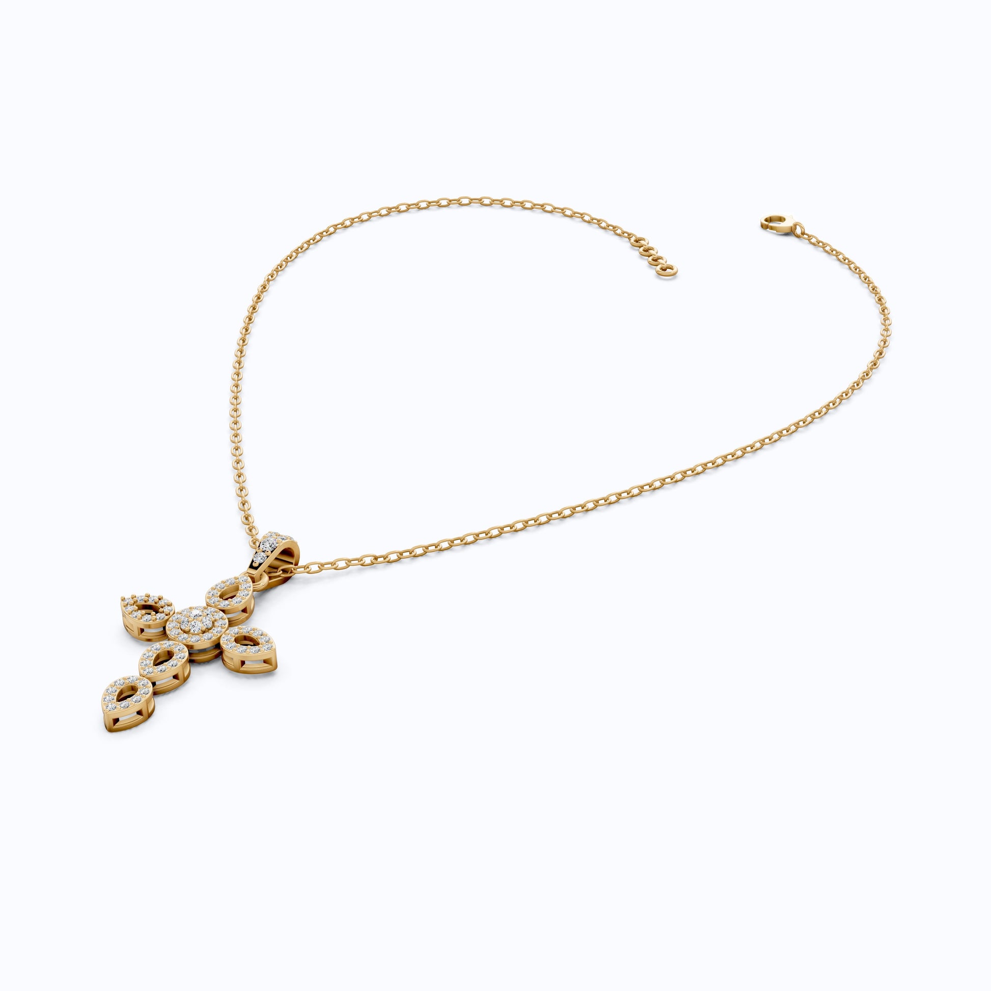 Art Deco Vintage Cross Pendant in 14k Solid Gold, 0.32 TCW Round Cut Lab Grown Diamonds, Religious Gift for Women, Everyday Pendant