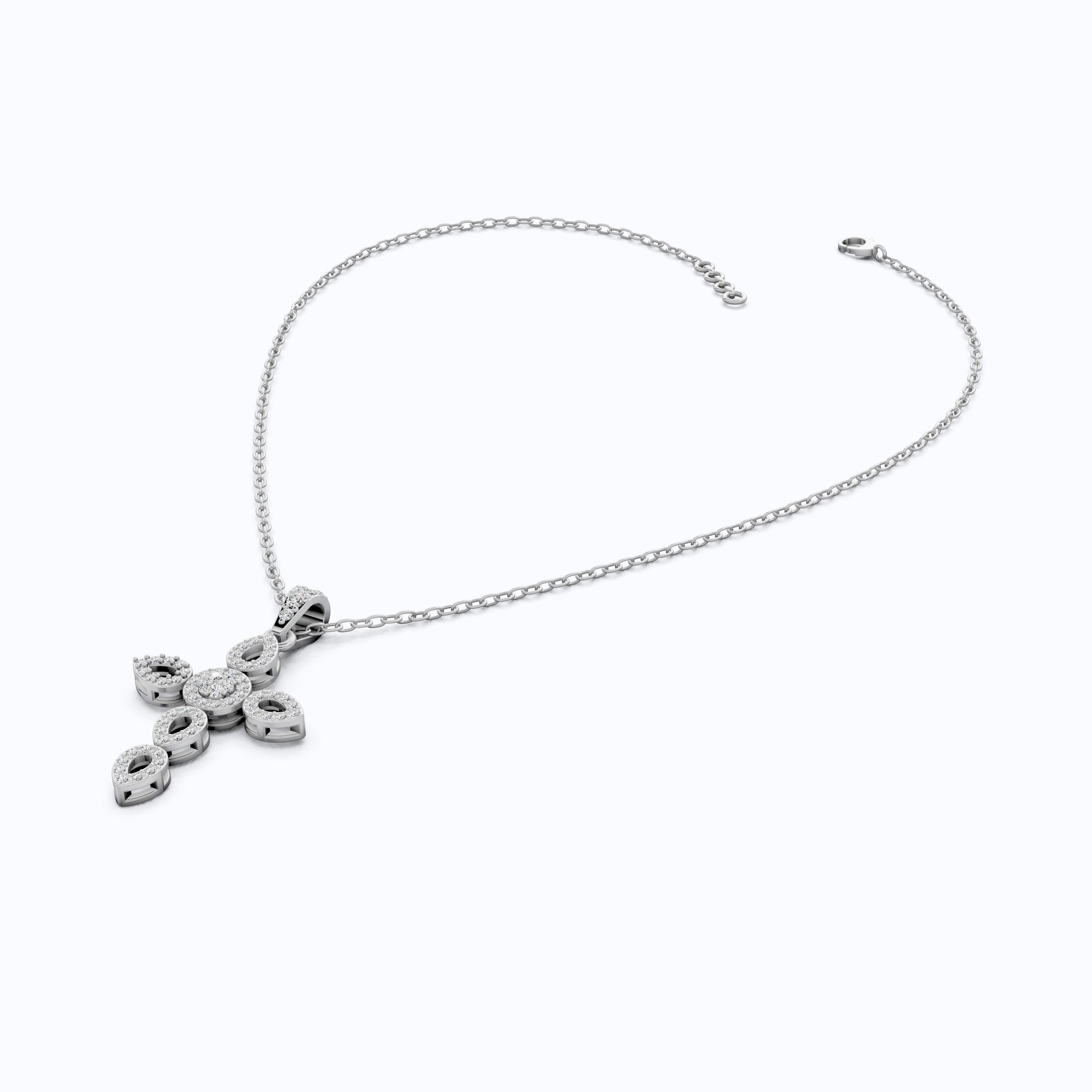 Art Deco Vintage Cross Pendant in 14k Solid Gold, 0.32 TCW Round Cut Lab Grown Diamonds, Religious Gift for Women, Everyday Pendant