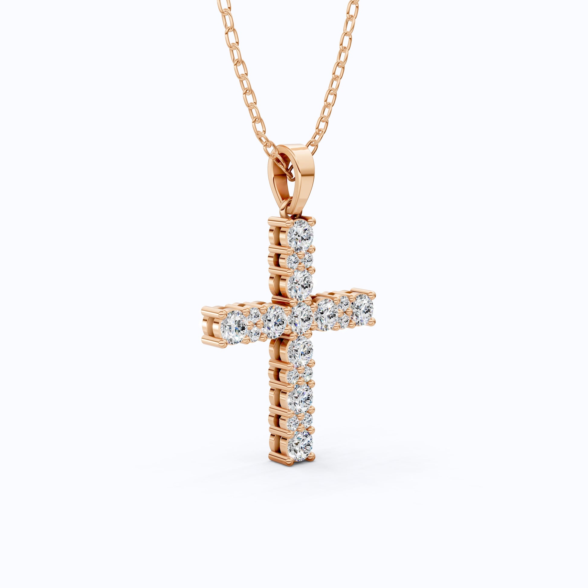 Classic Round Cluster Cross Pendant in 14K Solid Gold, 1.15 TCW Round Cut Lab Diamonds, Religious Jewelry, Birthday Gift for Her