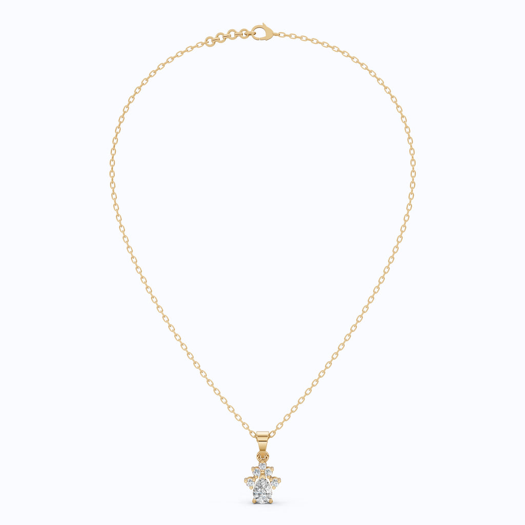 Pear Unique Halo Floral Cluster Diamond Pendant in 14k Solid Gold, 0.50 CT Pear Cut Lab Grown Diamonds, Everyday Pendant, Anniversary Gift For Wife