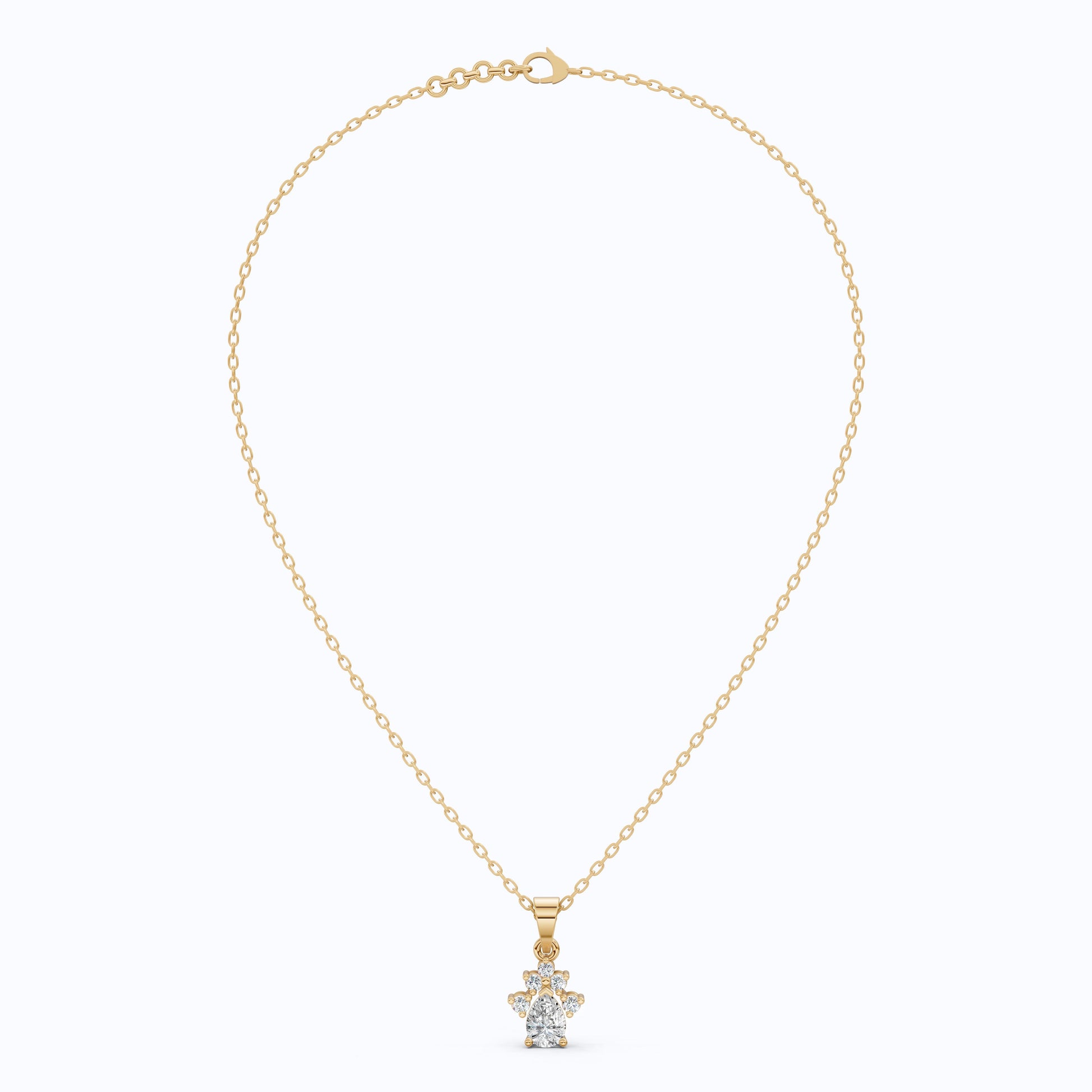 Pear Unique Halo Floral Cluster Diamond Pendant in 14k Solid Gold, 0.50 CT Pear Cut Lab Grown Diamonds, Everyday Pendant, Anniversary Gift For Wife