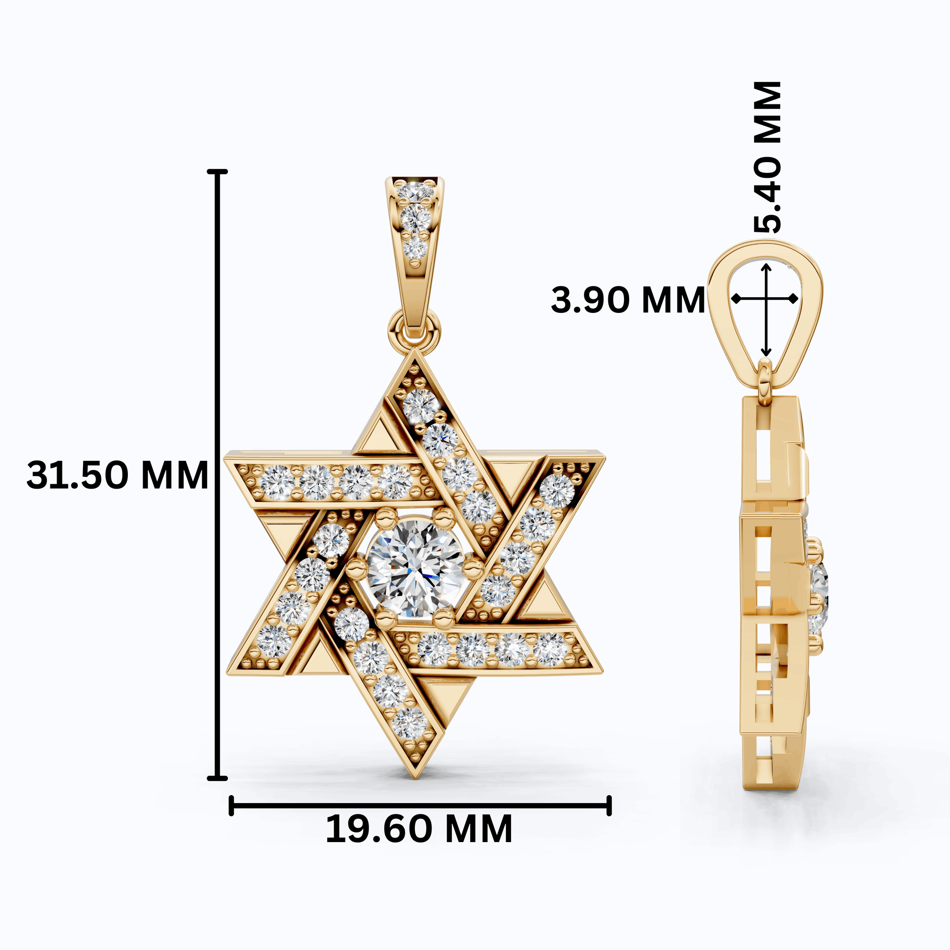 Unique Interwoven Star Diamond Pendant in 14k Solid Gold, 1.11 TCW Round Cut Lab Grown Diamonds, Perfect Gift for Women, Wedding Jewelry, Everyday Pendant