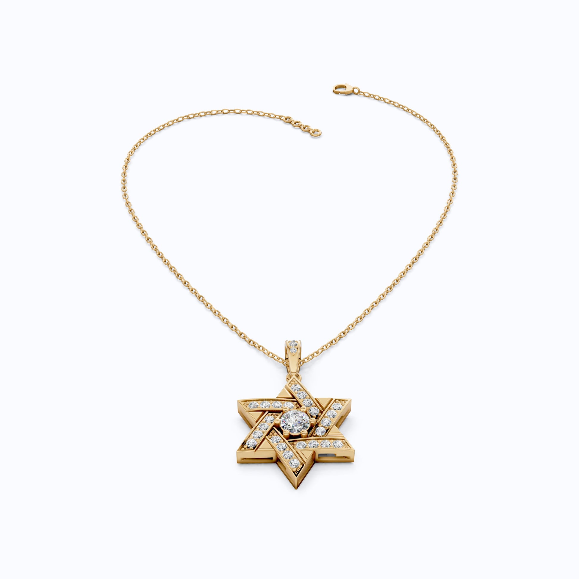 Unique Interwoven Star Diamond Pendant in 14k Solid Gold, 1.11 TCW Round Cut Lab Grown Diamonds, Perfect Gift for Women, Wedding Jewelry, Everyday Pendant