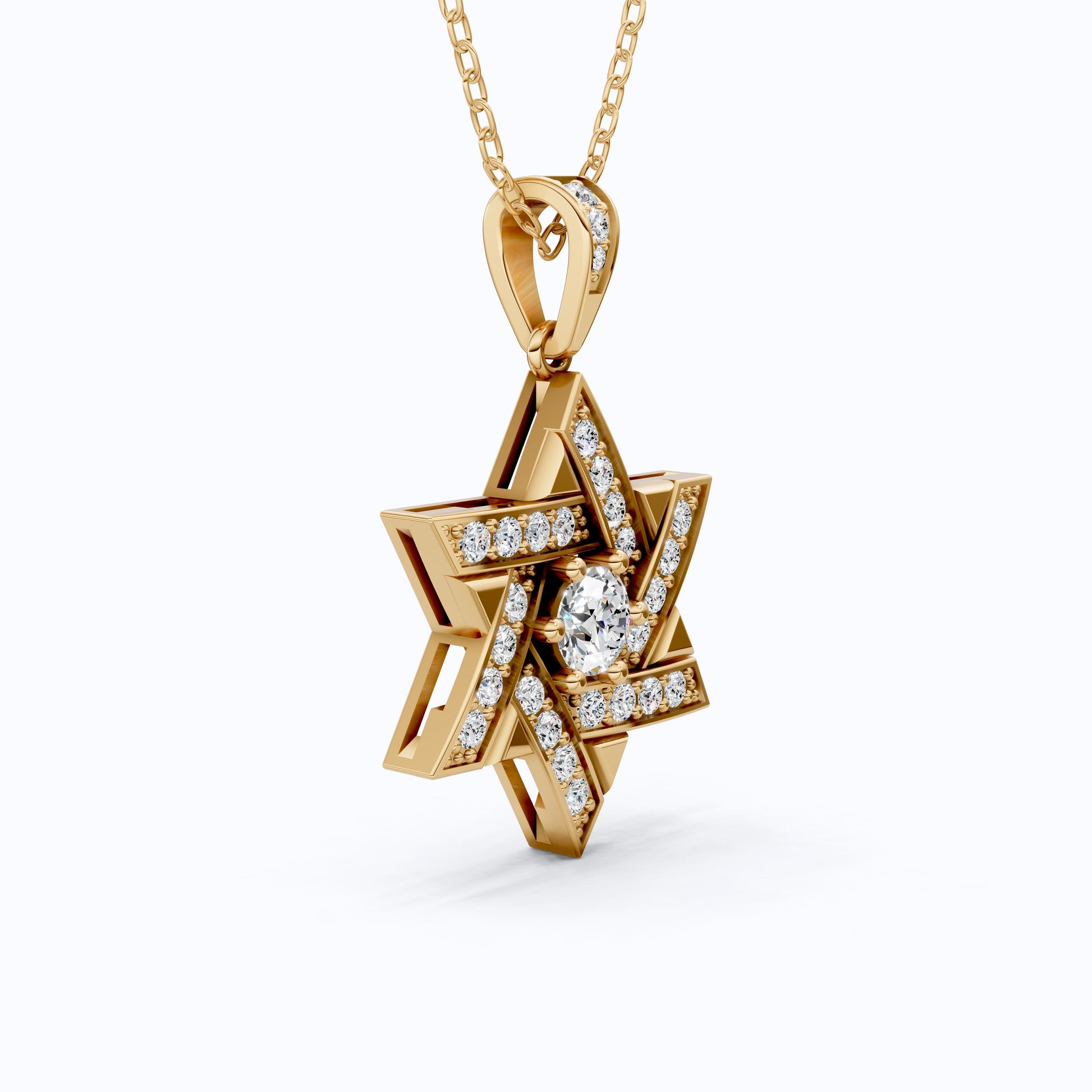 Unique Interwoven Star Diamond Pendant in 14k Solid Gold, 1.11 TCW Round Cut Lab Grown Diamonds, Perfect Gift for Women, Wedding Jewelry, Everyday Pendant