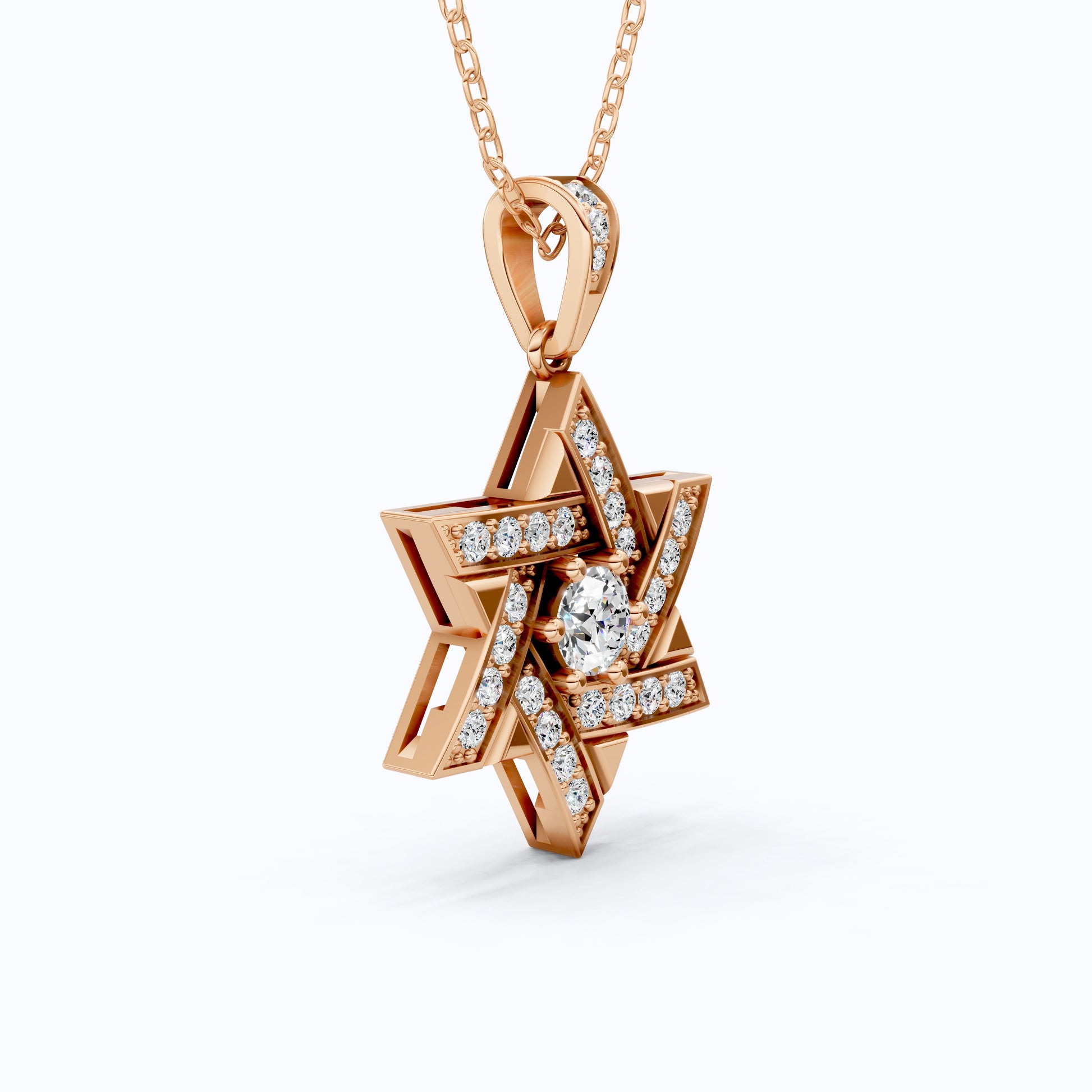 Unique Interwoven Star Diamond Pendant in 14k Solid Gold, 1.11 TCW Round Cut Lab Grown Diamonds, Perfect Gift for Women, Wedding Jewelry, Everyday Pendant