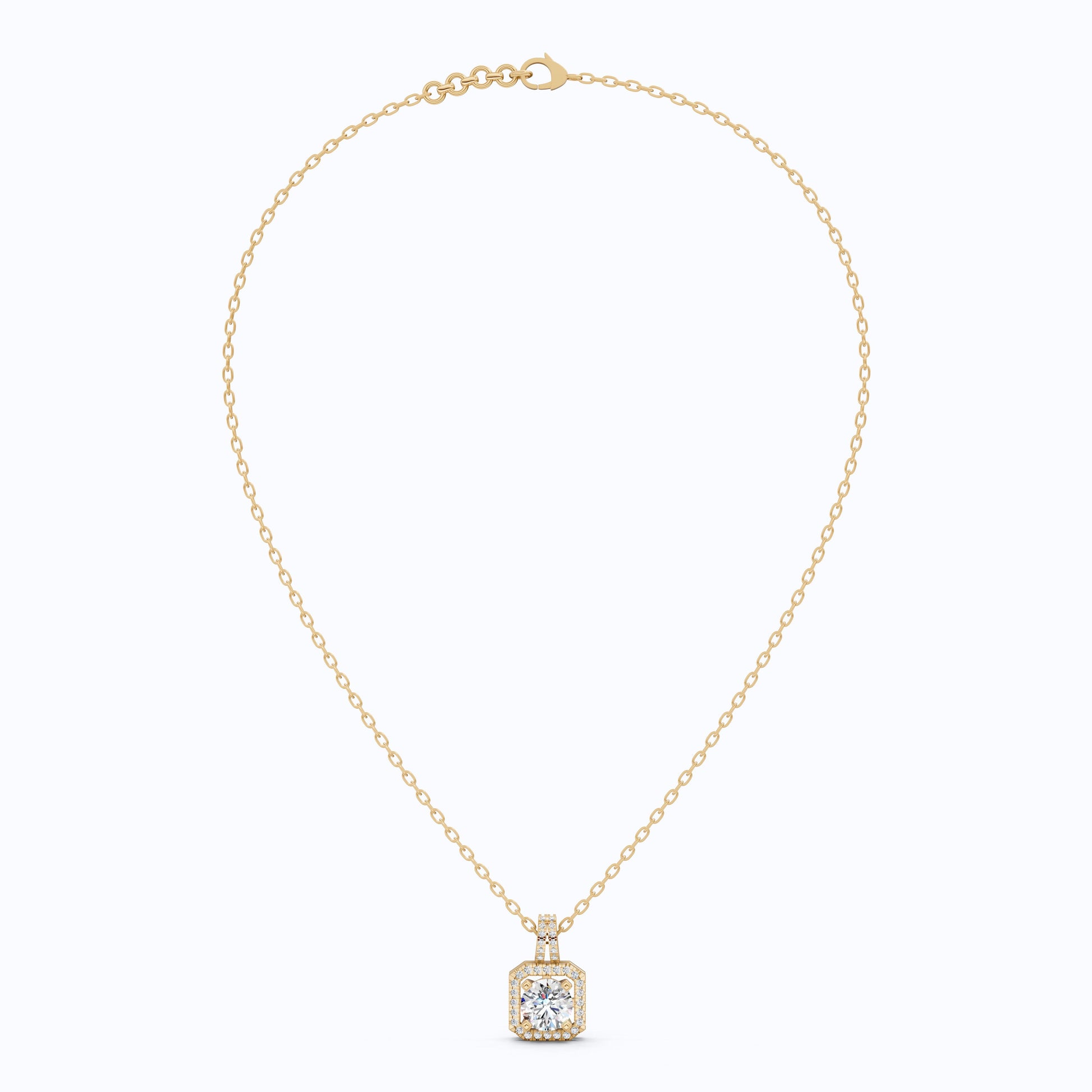 Vintage Inspired Halo Wedding Pendant in Solid 14k Gold, 0.75 CT Round Cut Lab Diamond, Bridal Jewelry, Gift for Her