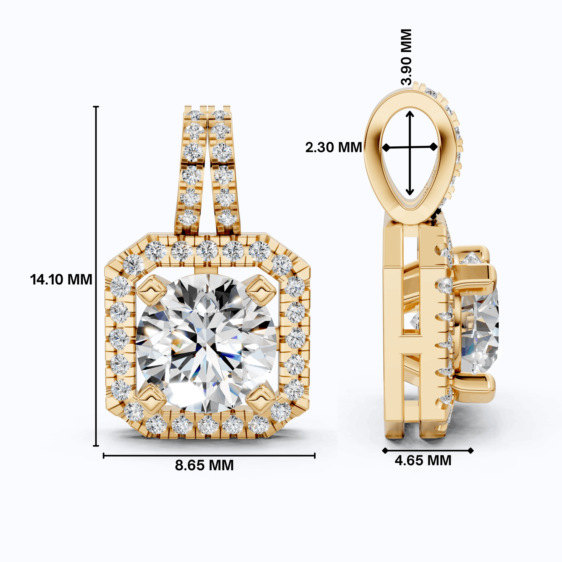 Vintage Inspired Halo Wedding Pendant in Solid 14k Gold, 0.75 CT Round Cut Lab Diamond, Bridal Jewelry, Gift for Her