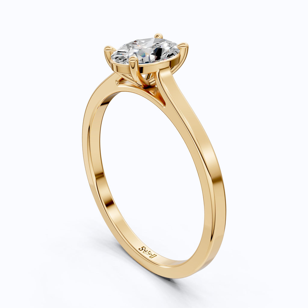 Classic Solitaire Engagement Ring in 14K Solid Gold, 0.50 CT Oval Cut Lab Grown Diamond, Promise Ring, Anniversary Gift for Wife, Everyday Ring