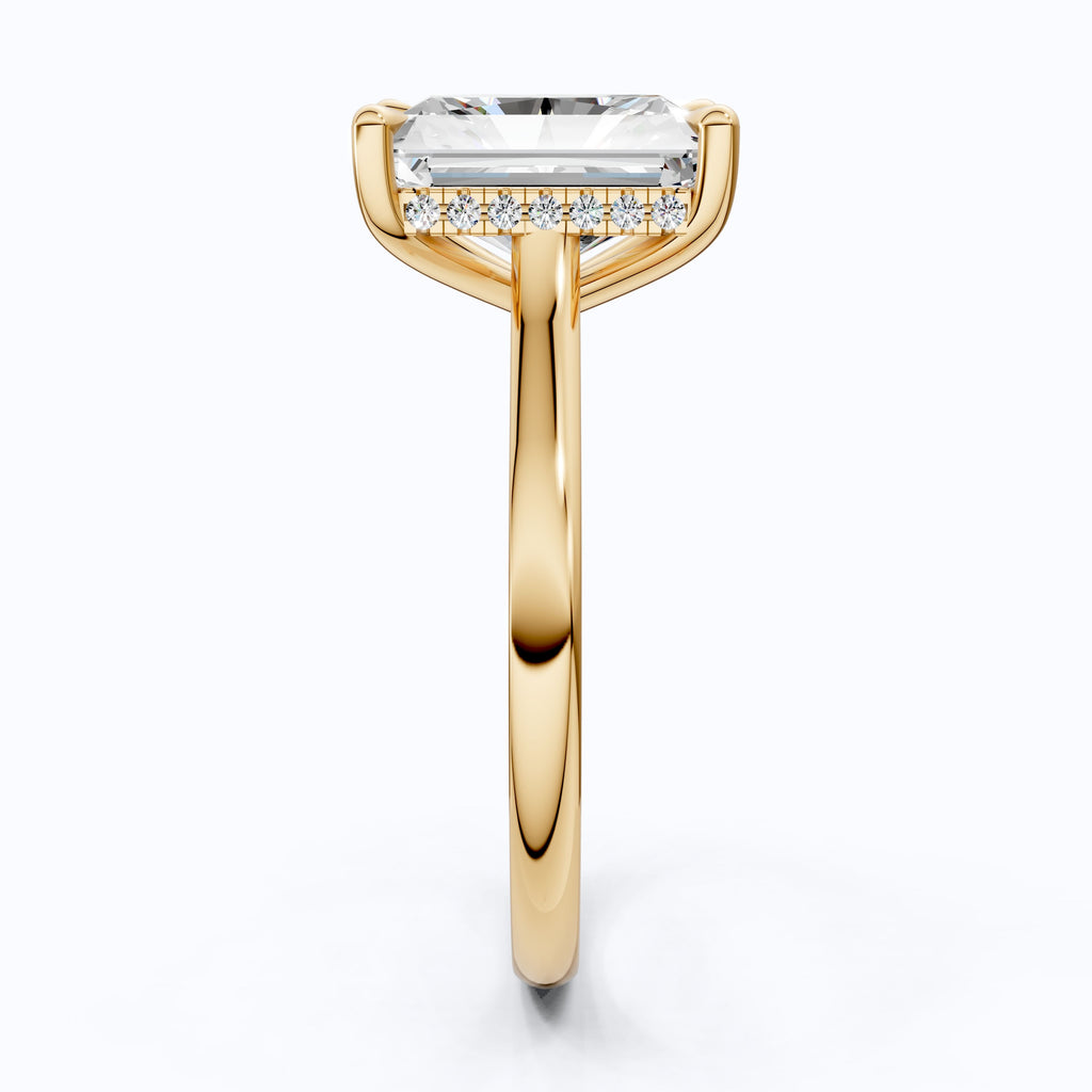 Elegant Hidden Halo Engagement Ring in 14K Solid Gold, 3.50 CT Radiant Cut Lab Created Diamond, Handmade Jewelry, Birthday Gift For Her