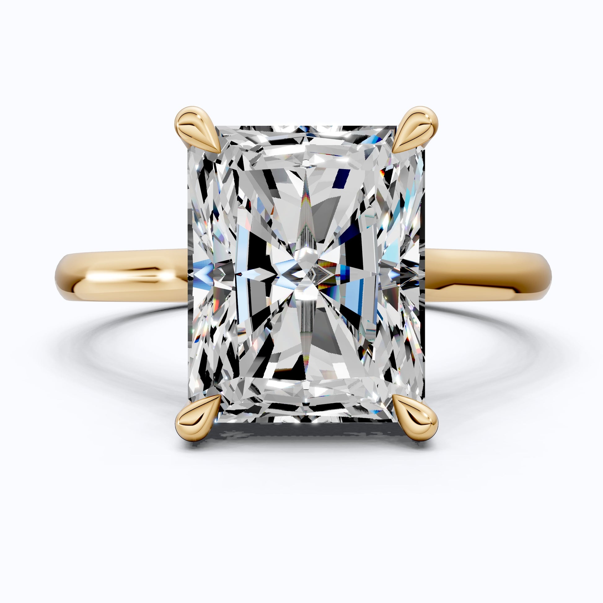 Elegant Hidden Halo Engagement Ring in 14K Solid Gold, 3.50 CT Radiant Cut Lab Created Diamond, Handmade Jewelry, Birthday Gift For Her