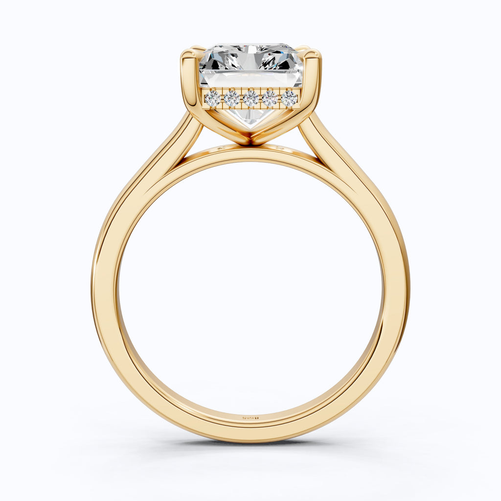 Elegant Hidden Halo Engagement Ring in 14K Solid Gold, 3.50 CT Radiant Cut Lab Created Diamond, Handmade Jewelry, Birthday Gift For Her