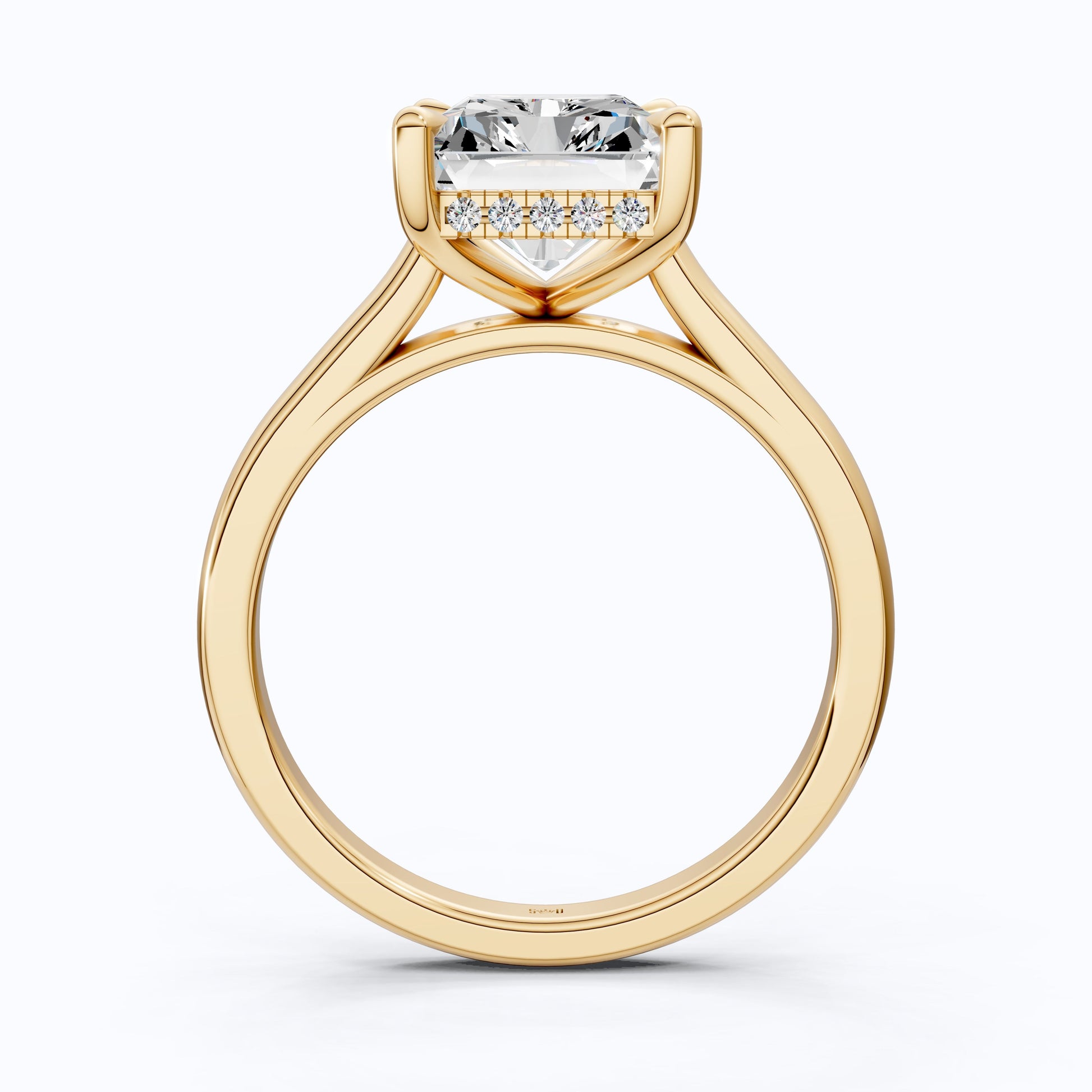 Elegant Hidden Halo Engagement Ring in 14K Solid Gold, 3.50 CT Radiant Cut Lab Created Diamond, Handmade Jewelry, Birthday Gift For Her