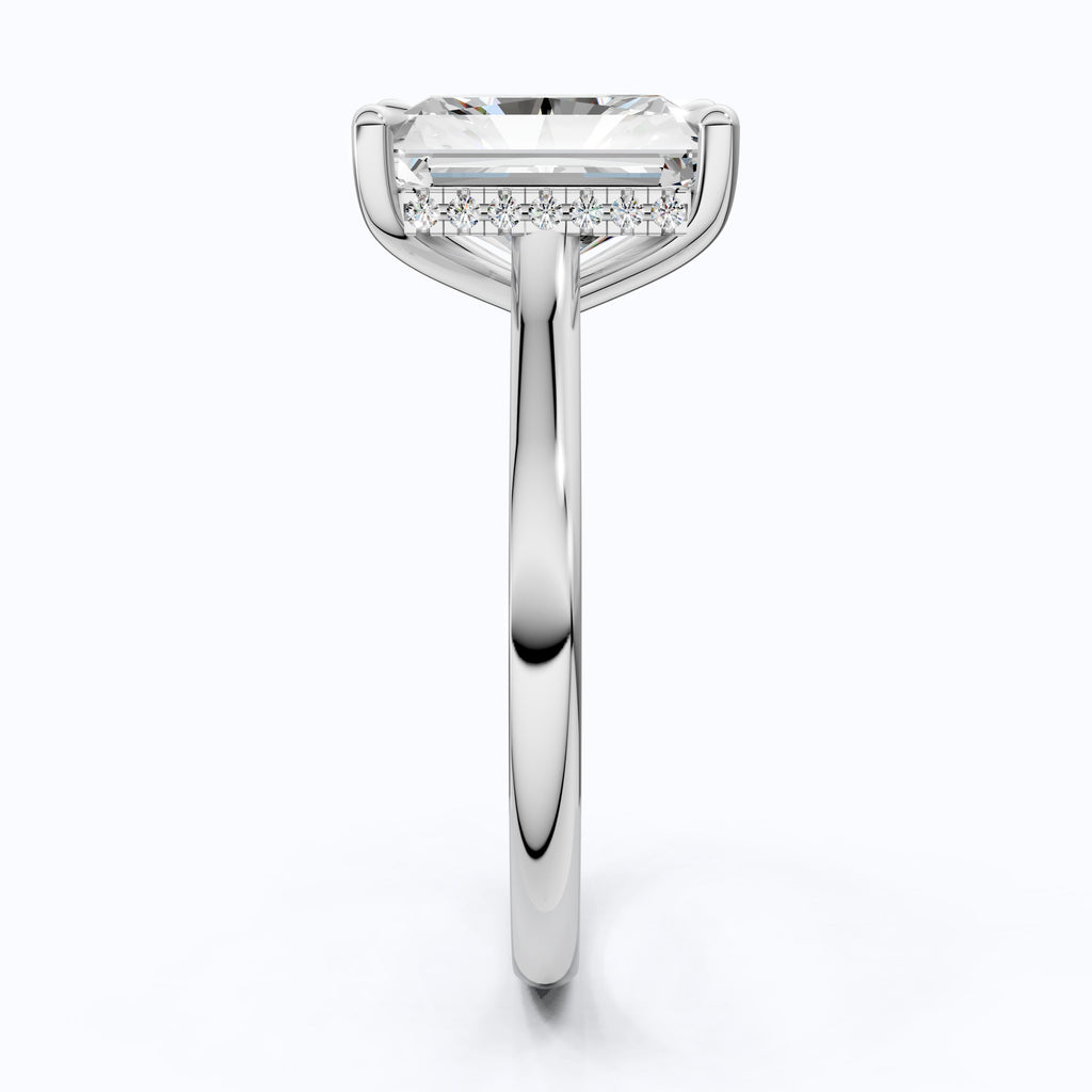 Elegant Hidden Halo Engagement Ring in 14K Solid Gold, 3.50 CT Radiant Cut Lab Created Diamond, Handmade Jewelry, Birthday Gift For Her