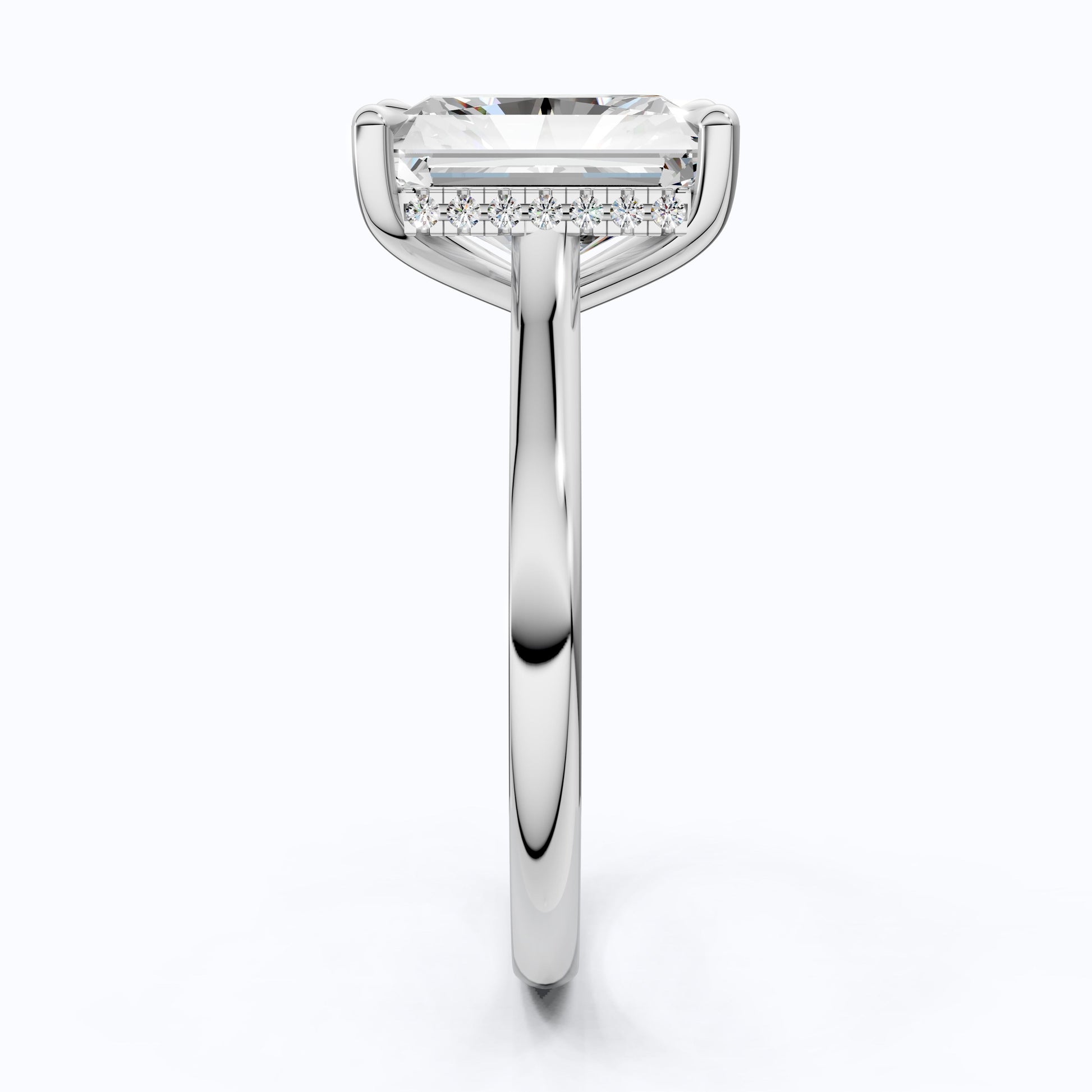 Elegant Hidden Halo Engagement Ring in 14K Solid Gold, 3.50 CT Radiant Cut Lab Created Diamond, Handmade Jewelry, Birthday Gift For Her