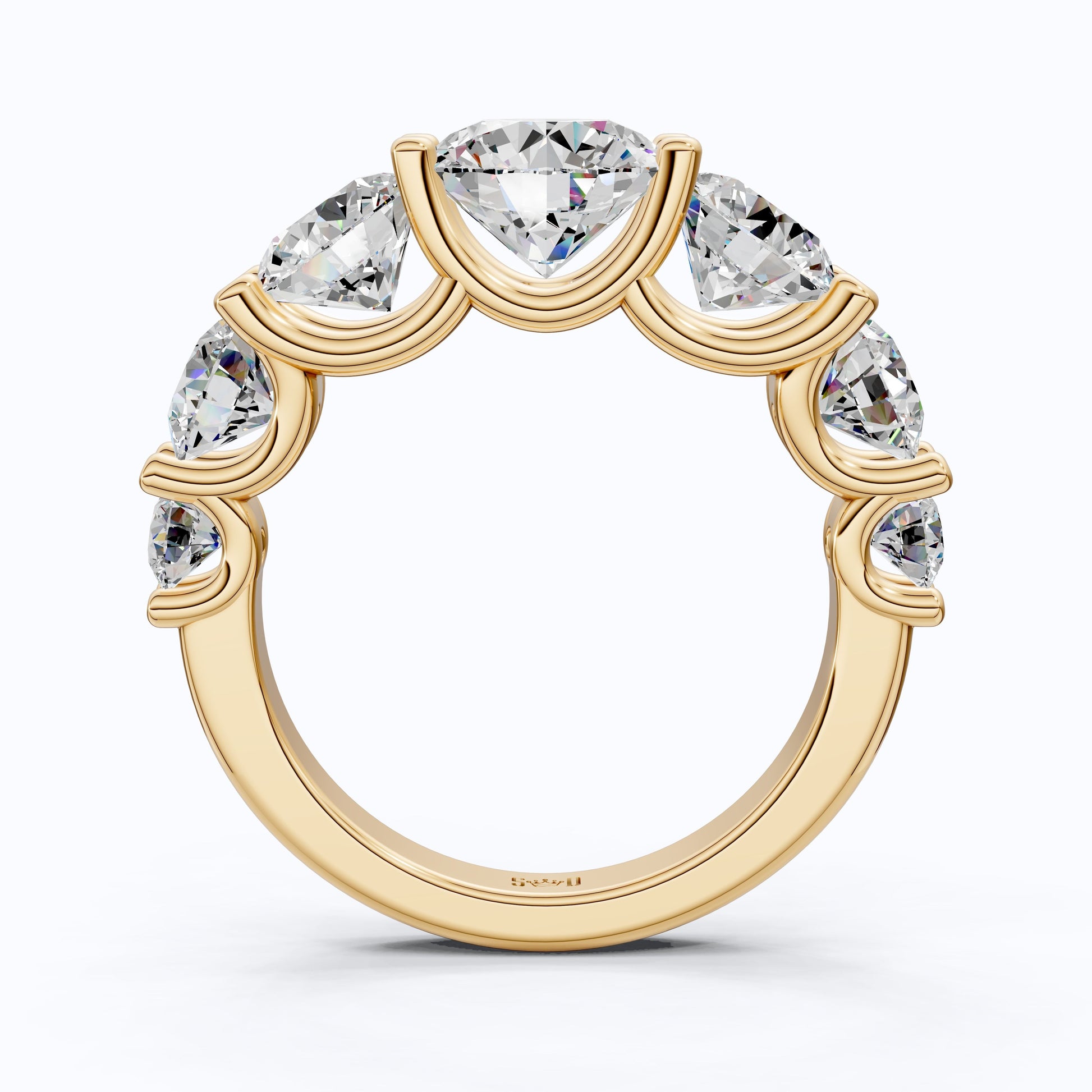 Seven Stone Graduated Prong Set Eternity Wedding Band in 14k Solid Gold, 4.61 TCW Round Cut Lab Grown Diamonds, Anniversary Gift for Wife, Everyday Wedding Band