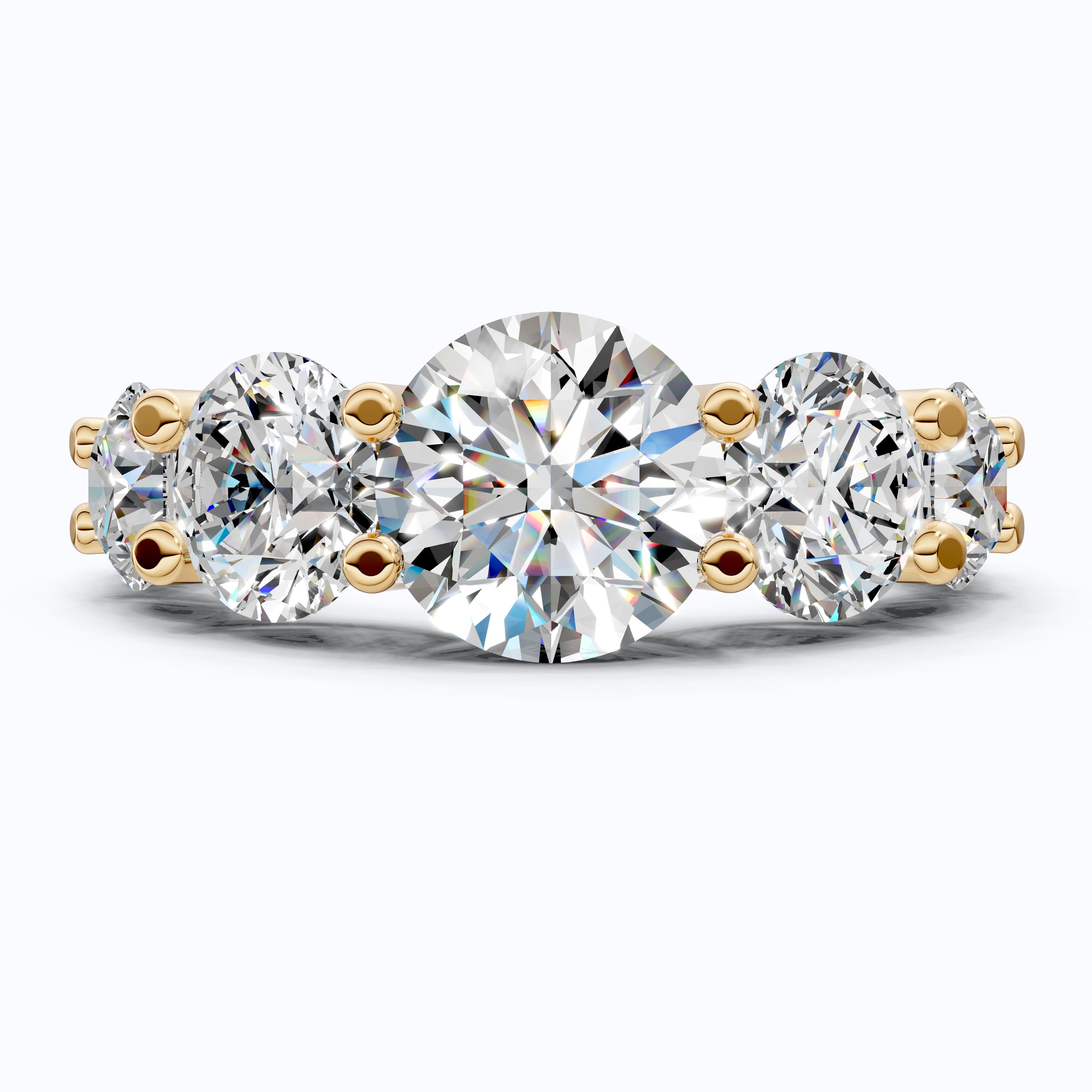 Seven Stone Graduated Prong Set Eternity Wedding Band in 14k Solid Gold, 4.61 TCW Round Cut Lab Grown Diamonds, Anniversary Gift for Wife, Everyday Wedding Band