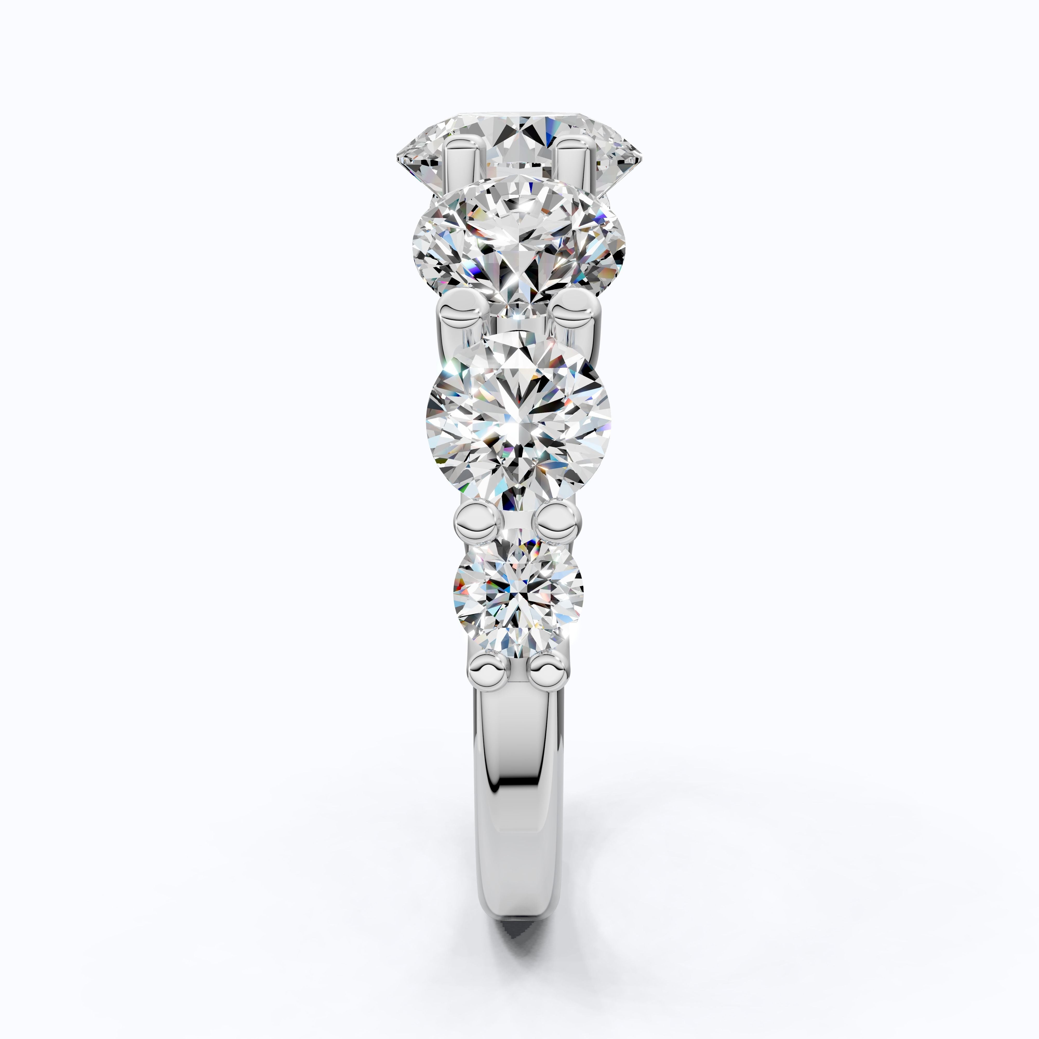 Seven Stone Graduated Prong Set Eternity Wedding Band in 14k Solid Gold, 4.61 TCW Round Cut Lab Grown Diamonds, Anniversary Gift for Wife, Everyday Wedding Band