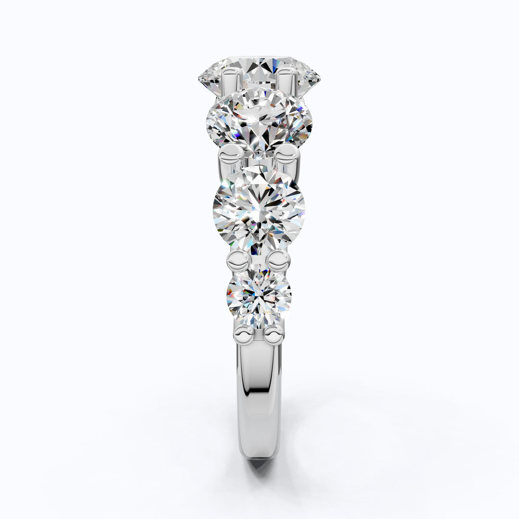 Seven Stone Graduated Prong Set Eternity Wedding Band in 14k Solid Gold, 4.61 TCW Round Cut Lab Grown Diamonds, Anniversary Gift for Wife, Everyday Wedding Band