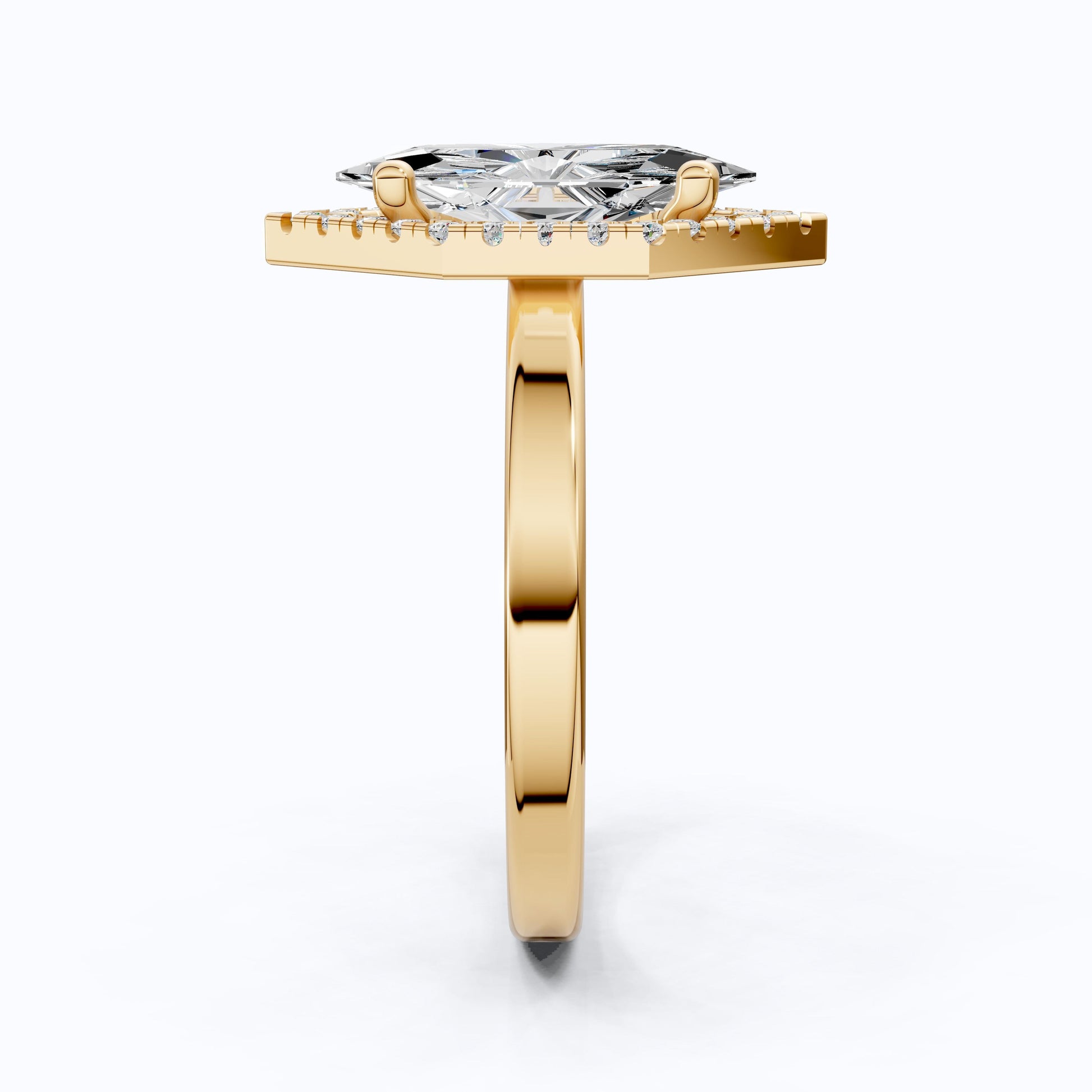 Art Deco Inspired Dutch Cut Halo Engagement Ring in 14K Solid Gold, 2.00 CT Dutch Marquise Cut Lab Created Diamond, Anniversary Gift for Her