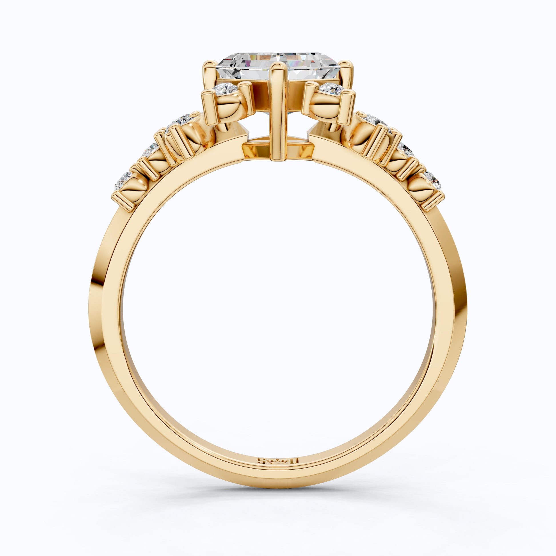 Unique Halo Cluster Engagement Ring in 14K Solid Gold, 1.00 CT Princess Cut Lab Created Diamond, Handmade Bridal Jewelry, Anniversary Gift for Her