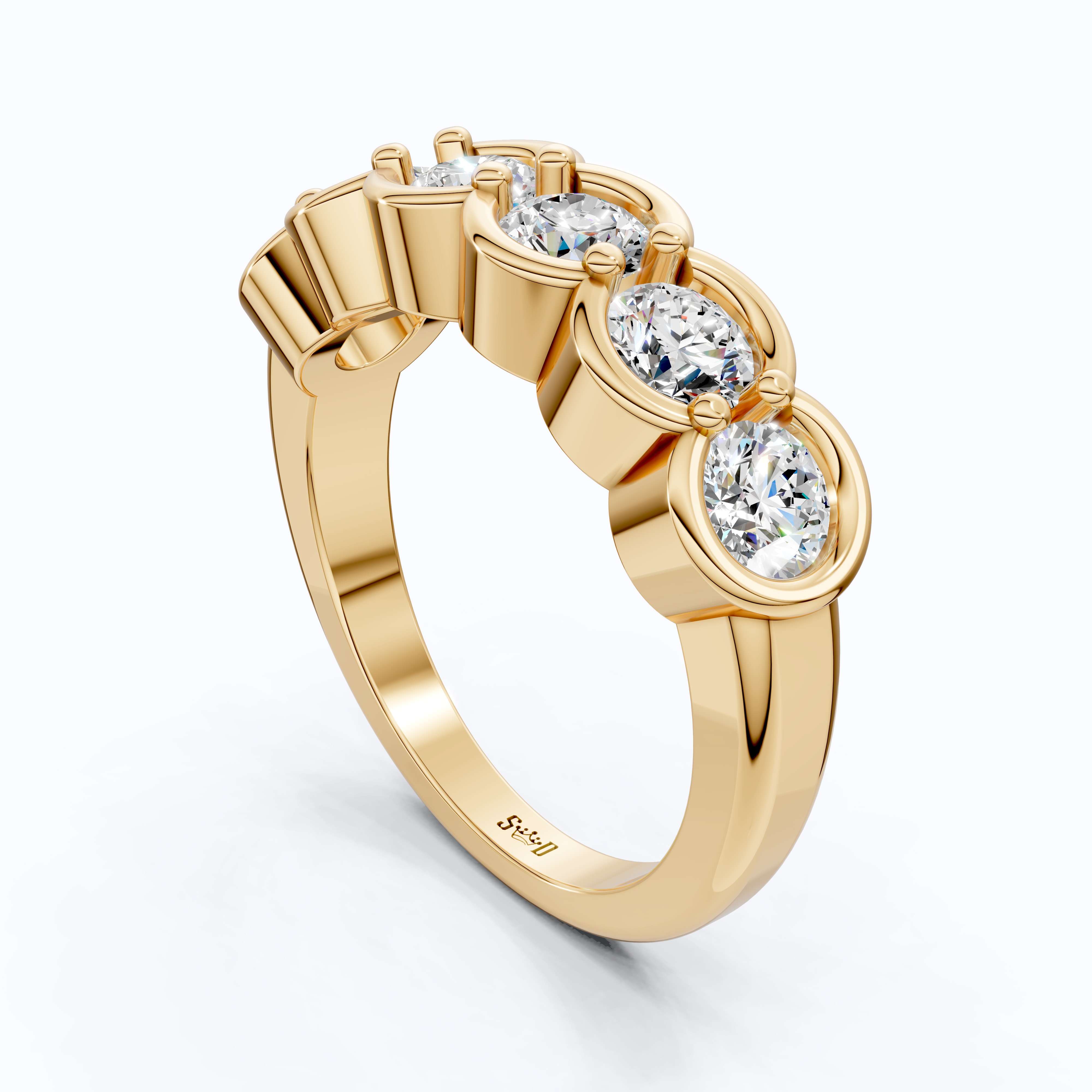 Classic Round Six-Stone Eternity Wedding Band in 14K Solid Gold, 1.50 TCW Round Cut Lab Created Diamonds, Birthday Gift For Her, Everyday Wedding Band