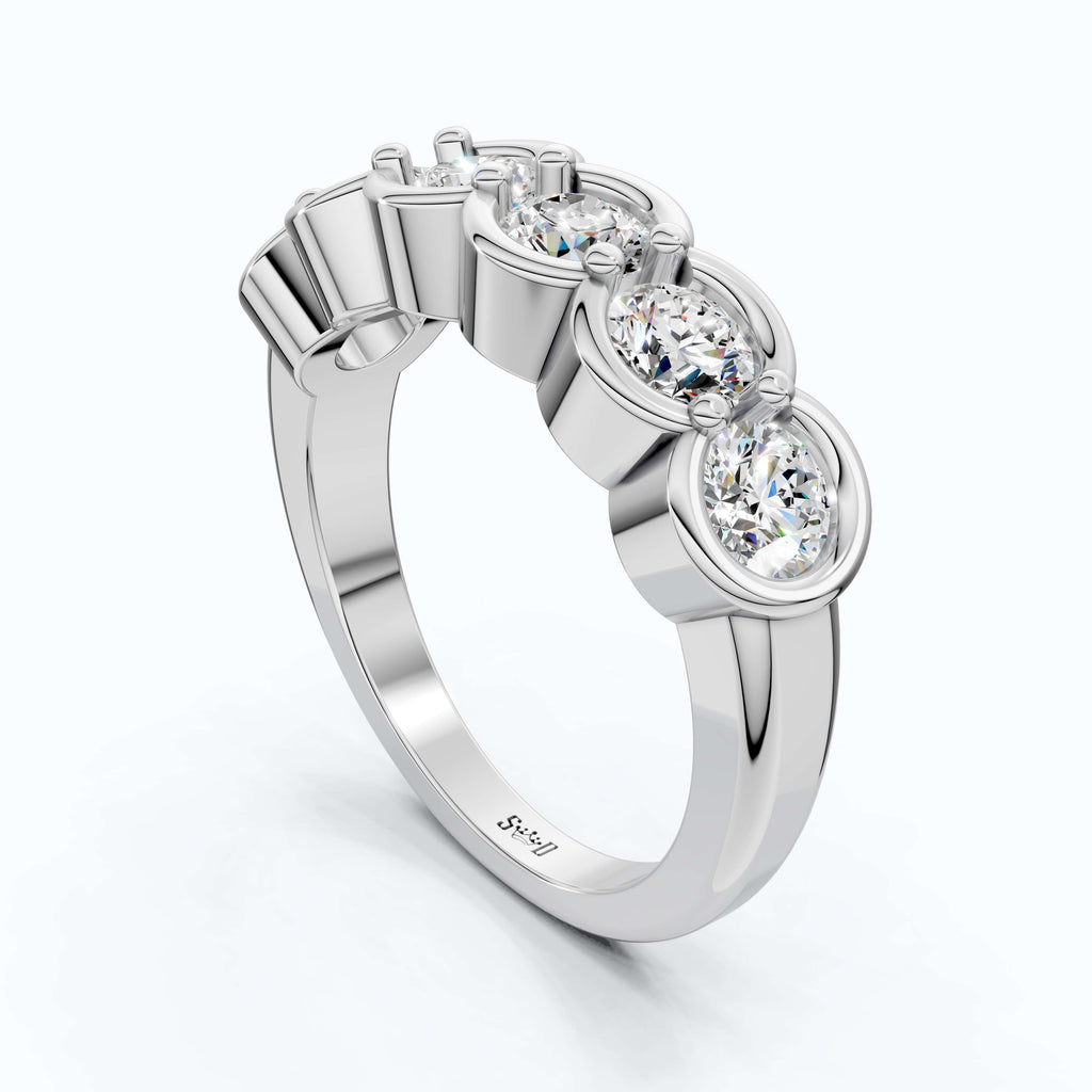 Classic Round Six-Stone Eternity Wedding Band in 14K Solid Gold, 1.50 TCW Round Cut Lab Created Diamonds, Birthday Gift For Her, Everyday Wedding Band