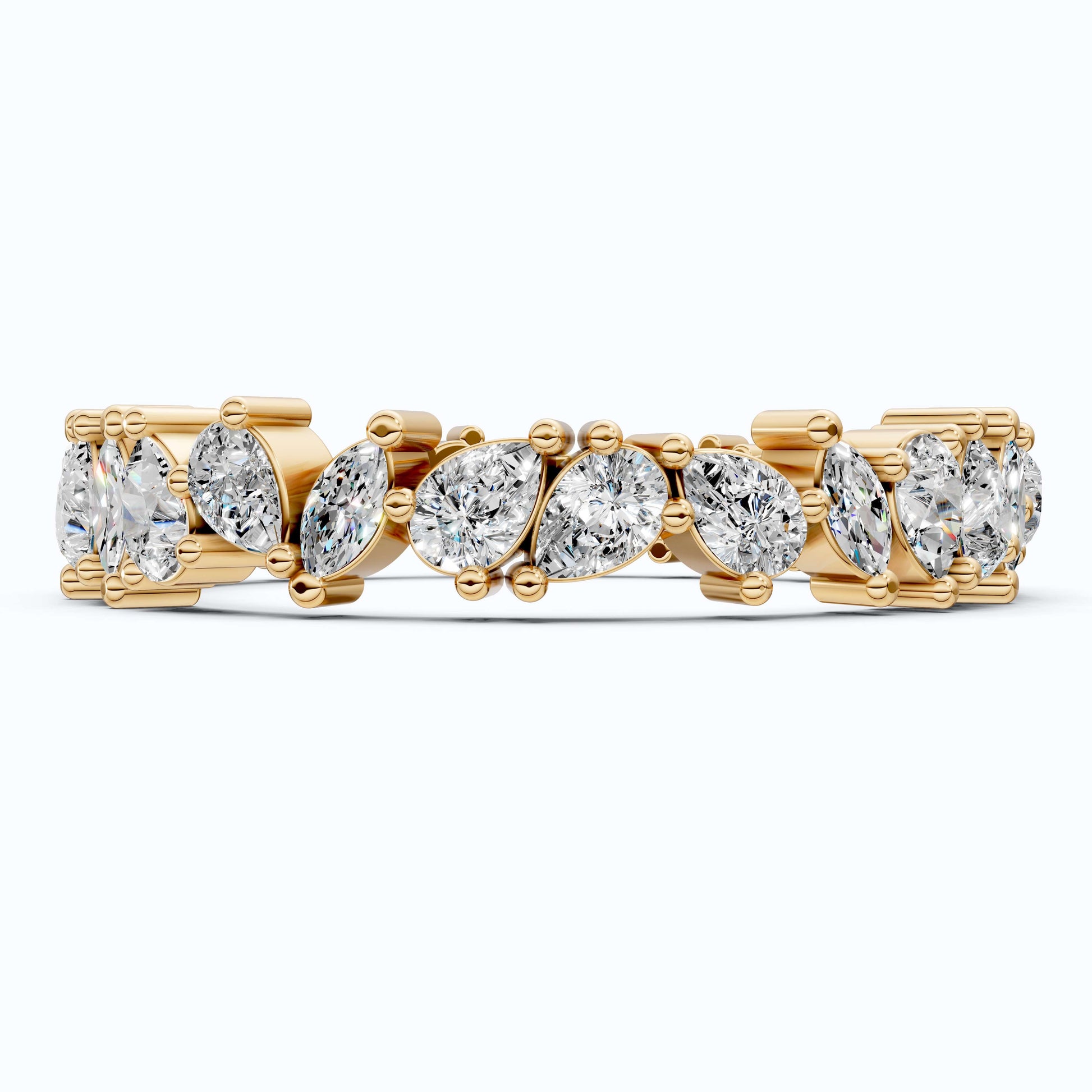 2.67 TCW Marquise & Pear Shape Wedding Eternity Band in Lab Diamond – 14k Solid Gold, Birthday Gift for Her, Everyday Band, Unique Band