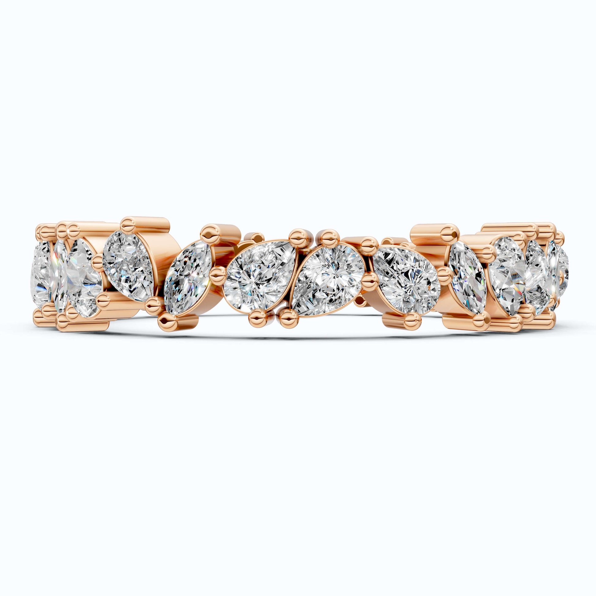 2.67 TCW Marquise & Pear Shape Wedding Eternity Band in Lab Diamond – 14k Solid Gold, Birthday Gift for Her, Everyday Band, Unique Band