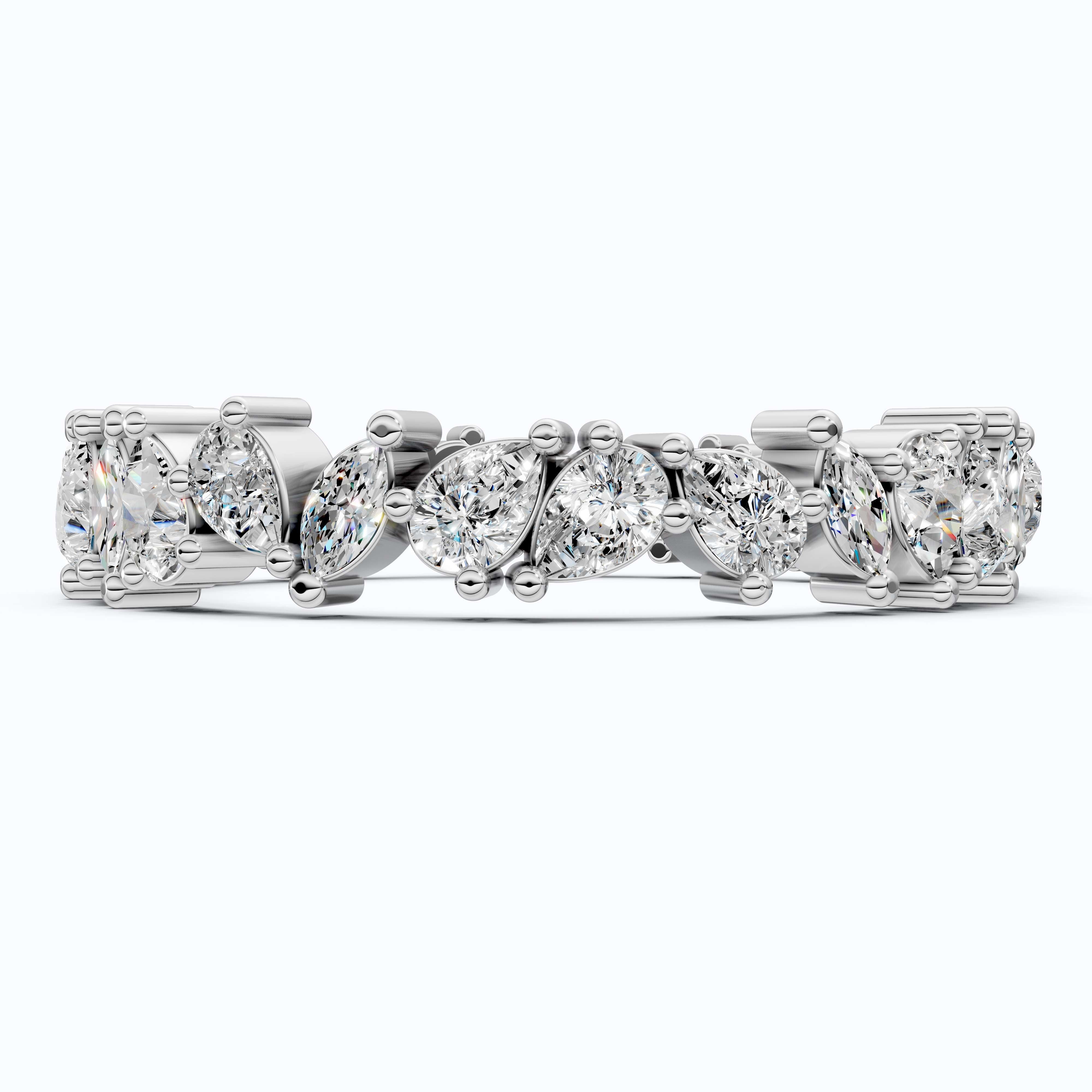 2.67 TCW Marquise & Pear Shape Wedding Eternity Band in Lab Diamond – 14k Solid Gold, Birthday Gift for Her, Everyday Band, Unique Band