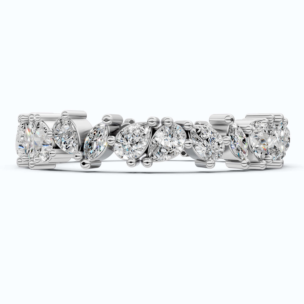 2.67 TCW Marquise & Pear Shape Wedding Eternity Band in Lab Diamond – 14k Solid Gold, Birthday Gift for Her, Everyday Band, Unique Band
