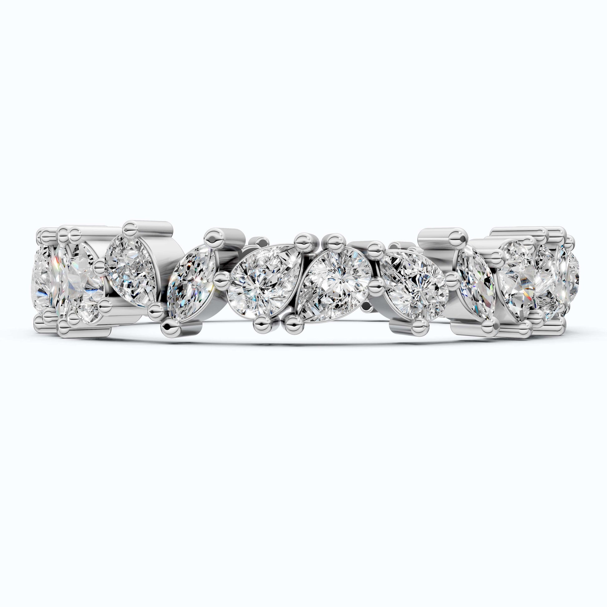 2.67 TCW Marquise & Pear Shape Wedding Eternity Band in Lab Diamond – 14k Solid Gold, Birthday Gift for Her, Everyday Band, Unique Band