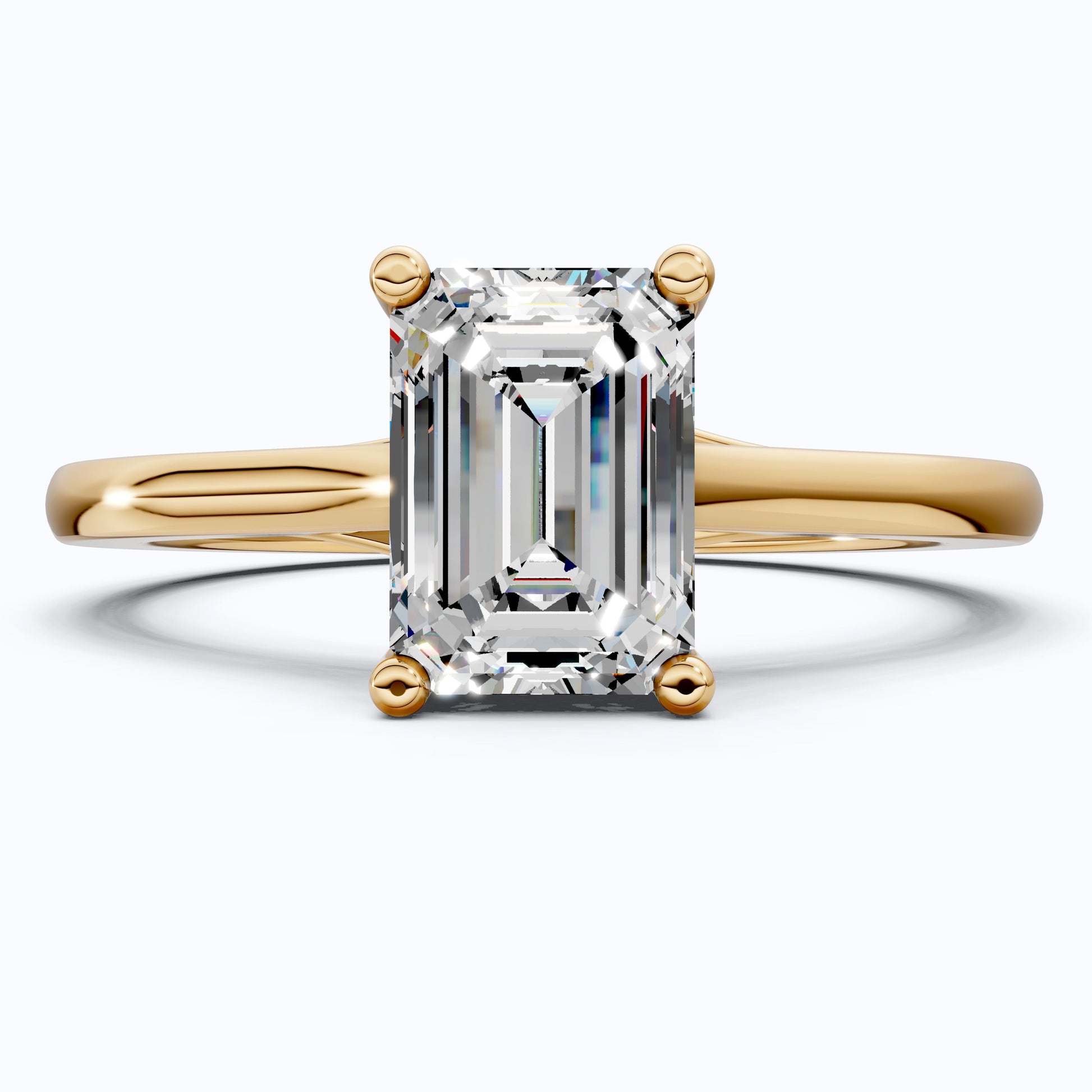 Emerald Cut Solitaire Classic Prong Set Engagement Ring in 14k Solid Gold, 1.00 CT Emerald Cut Lab Grown Diamond, Wedding Gift for Women
