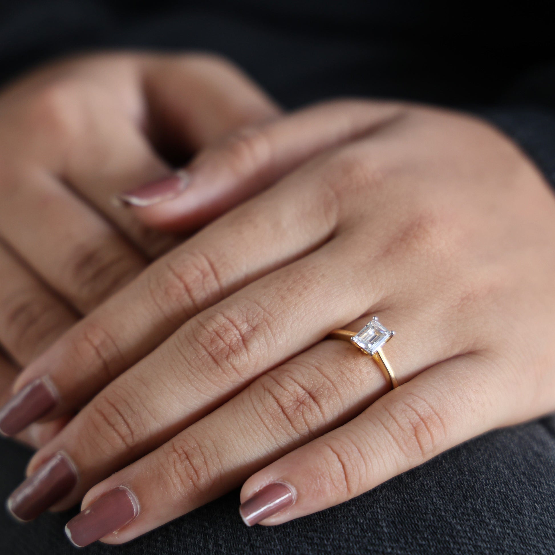 Emerald Cut Solitaire Classic Prong Set Engagement Ring in 14k Solid Gold, 1.00 CT Emerald Cut Lab Grown Diamond, Wedding Gift for Women