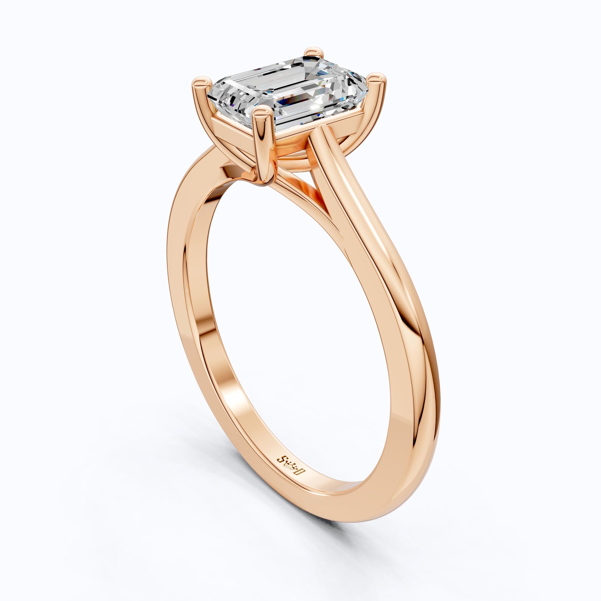 Emerald Cut Solitaire Classic Prong Set Engagement Ring in 14k Solid Gold, 1.00 CT Emerald Cut Lab Grown Diamond, Wedding Gift for Women