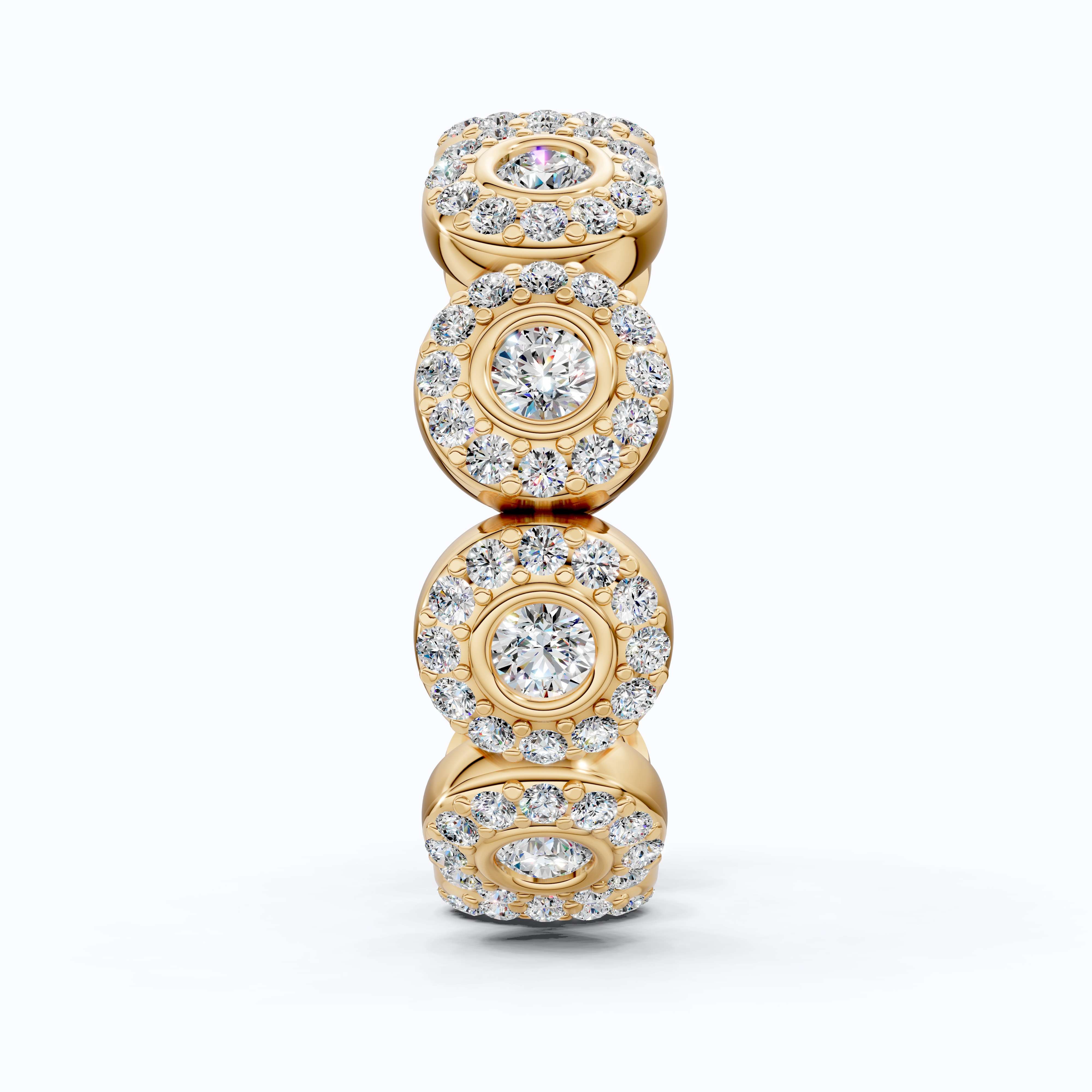 Vintage Halo Full Eternity Wedding Band in 14k Solid Gold, 1.62 TCW Round Cut Lab Created Diamonds, Birthday Gift for Her, Elegant Wedding Band