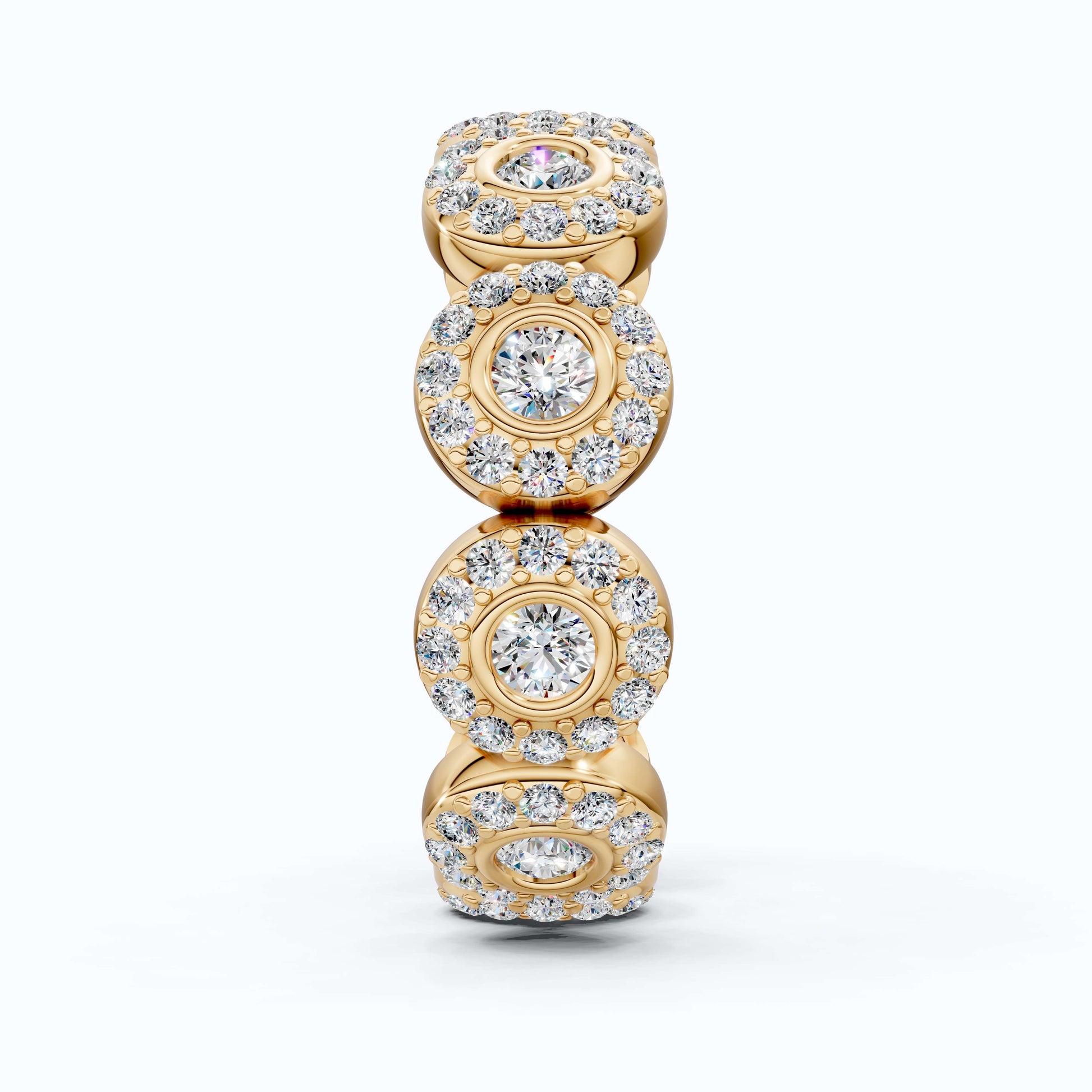 Vintage Halo Full Eternity Wedding Band in 14k Solid Gold, 1.62 TCW Round Cut Lab Created Diamonds, Birthday Gift for Her, Elegant Wedding Band