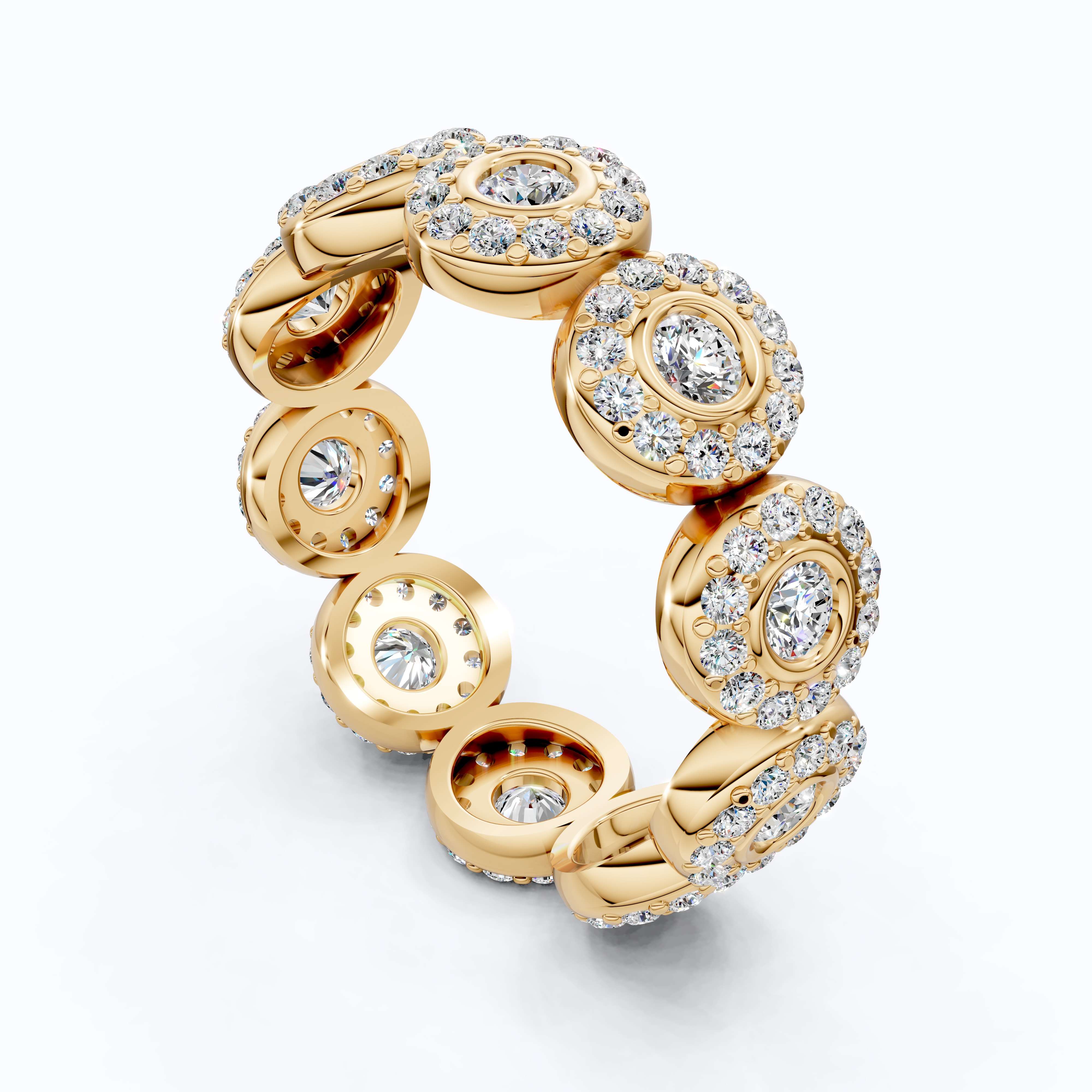 Vintage Halo Full Eternity Wedding Band in 14k Solid Gold, 1.62 TCW Round Cut Lab Created Diamonds, Birthday Gift for Her, Elegant Wedding Band