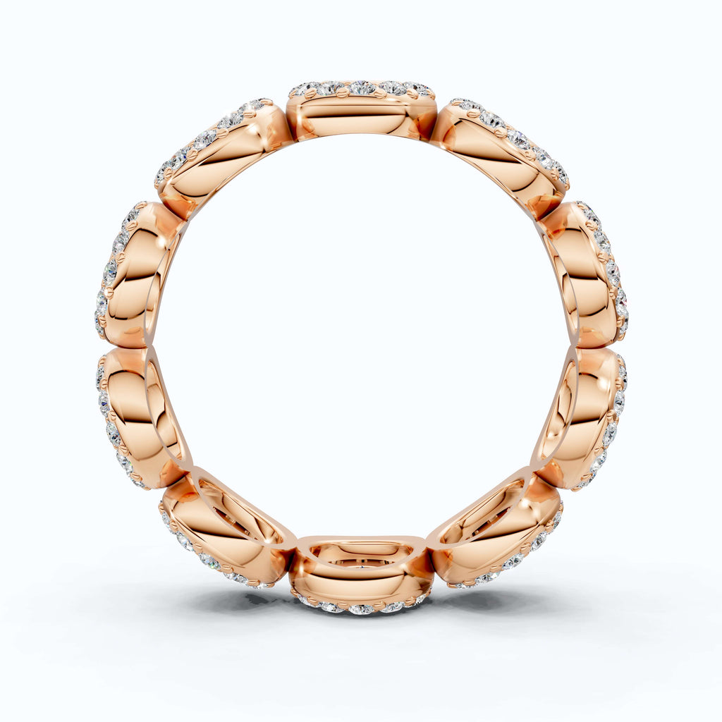 Vintage Halo Full Eternity Wedding Band in 14k Solid Gold, 1.62 TCW Round Cut Lab Created Diamonds, Birthday Gift for Her, Elegant Wedding Band