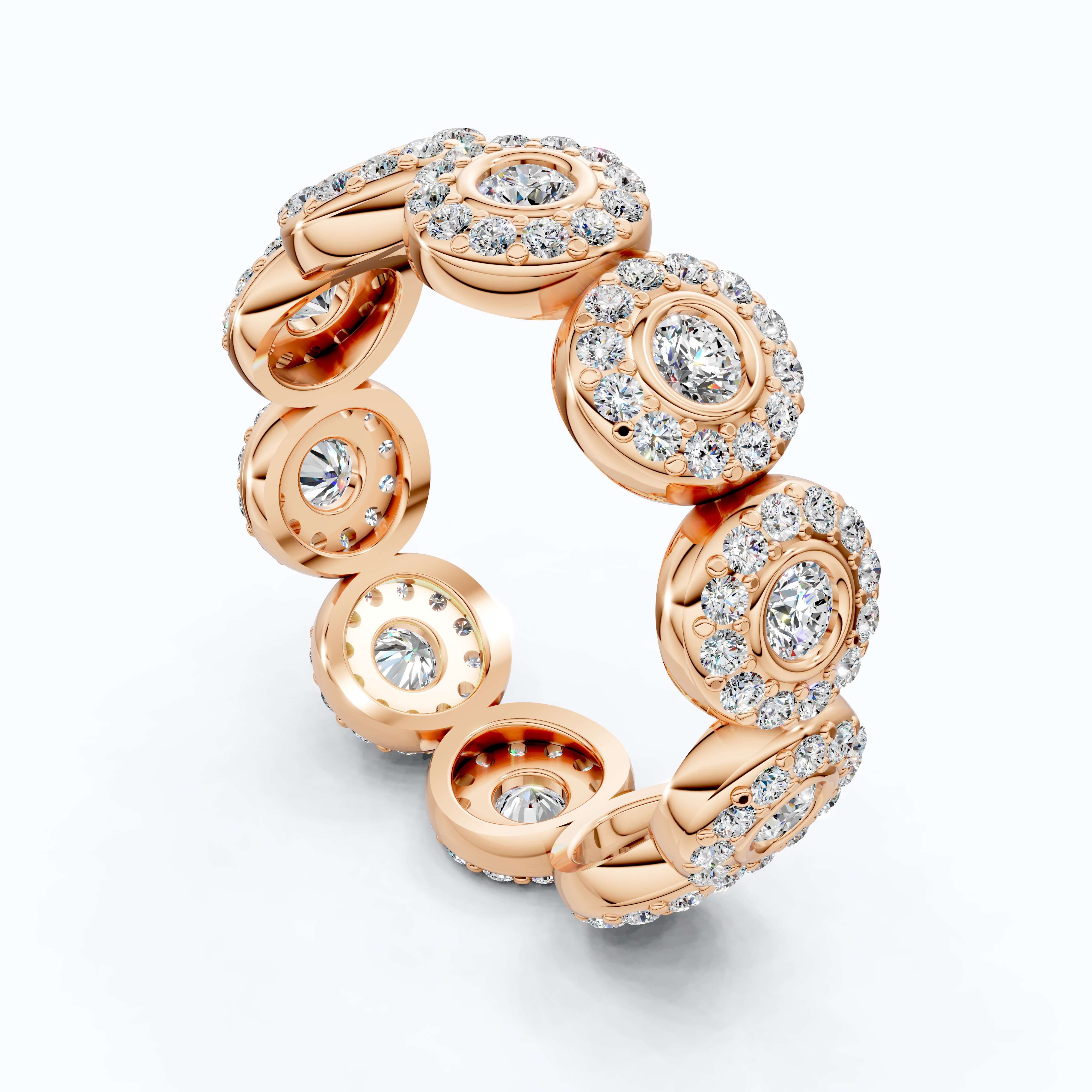 Vintage Halo Full Eternity Wedding Band in 14k Solid Gold, 1.62 TCW Round Cut Lab Created Diamonds, Birthday Gift for Her, Elegant Wedding Band