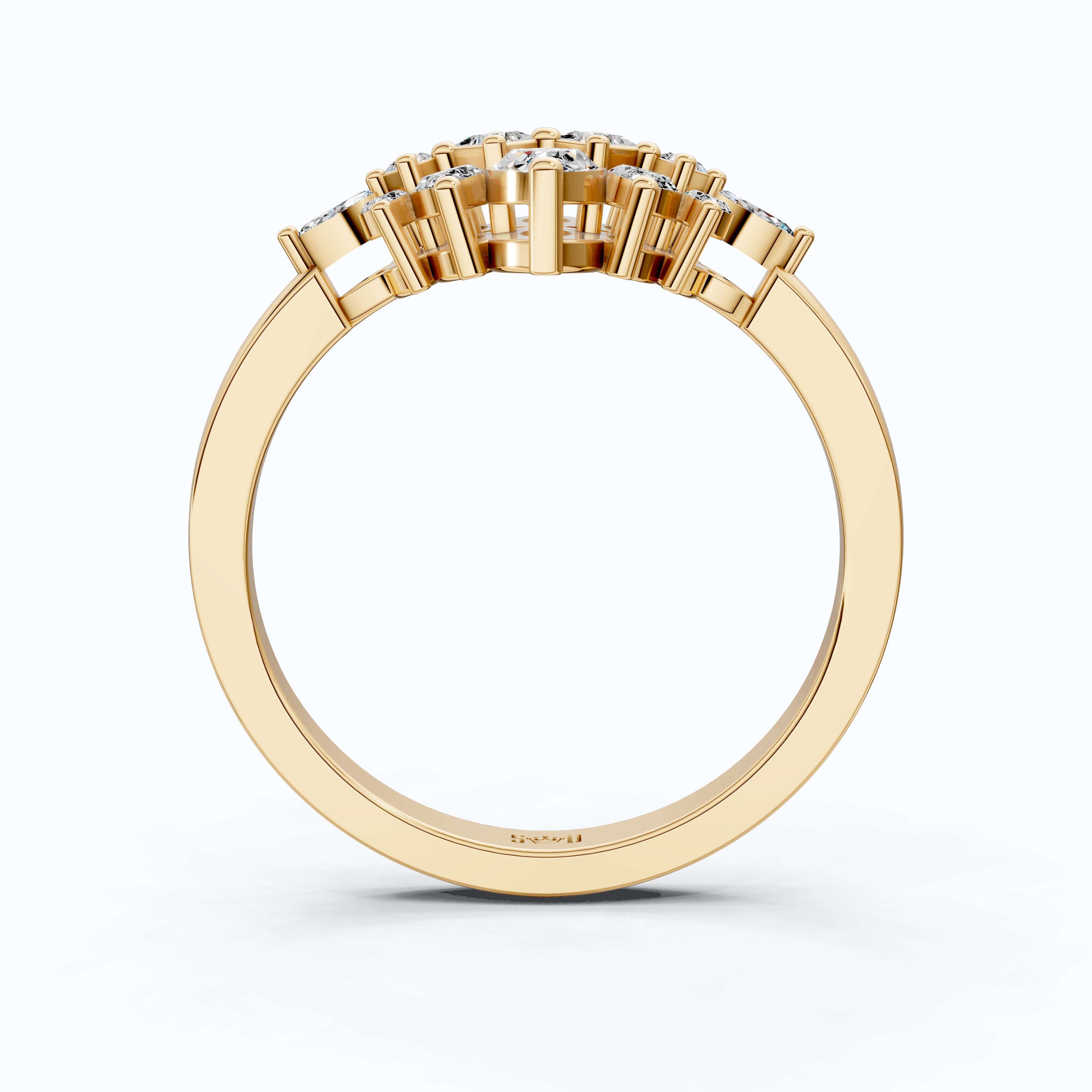 Baguette Bar Set Casual Engagement Ring in 14K Solid Gold, 0.28 TCW Round/Baguette Cut Lab Diamonds, Promise Gift For Her