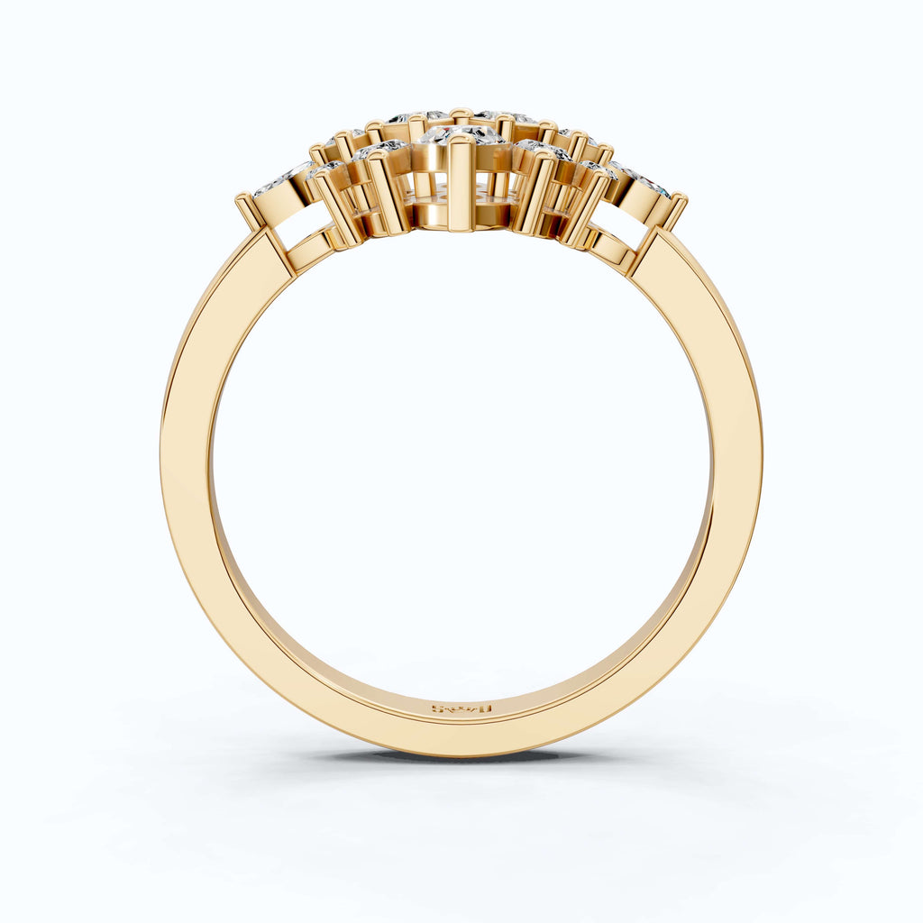 Baguette Bar Set Casual Engagement Ring in 14K Solid Gold, 0.28 TCW Round/Baguette Cut Lab Diamonds, Promise Gift For Her