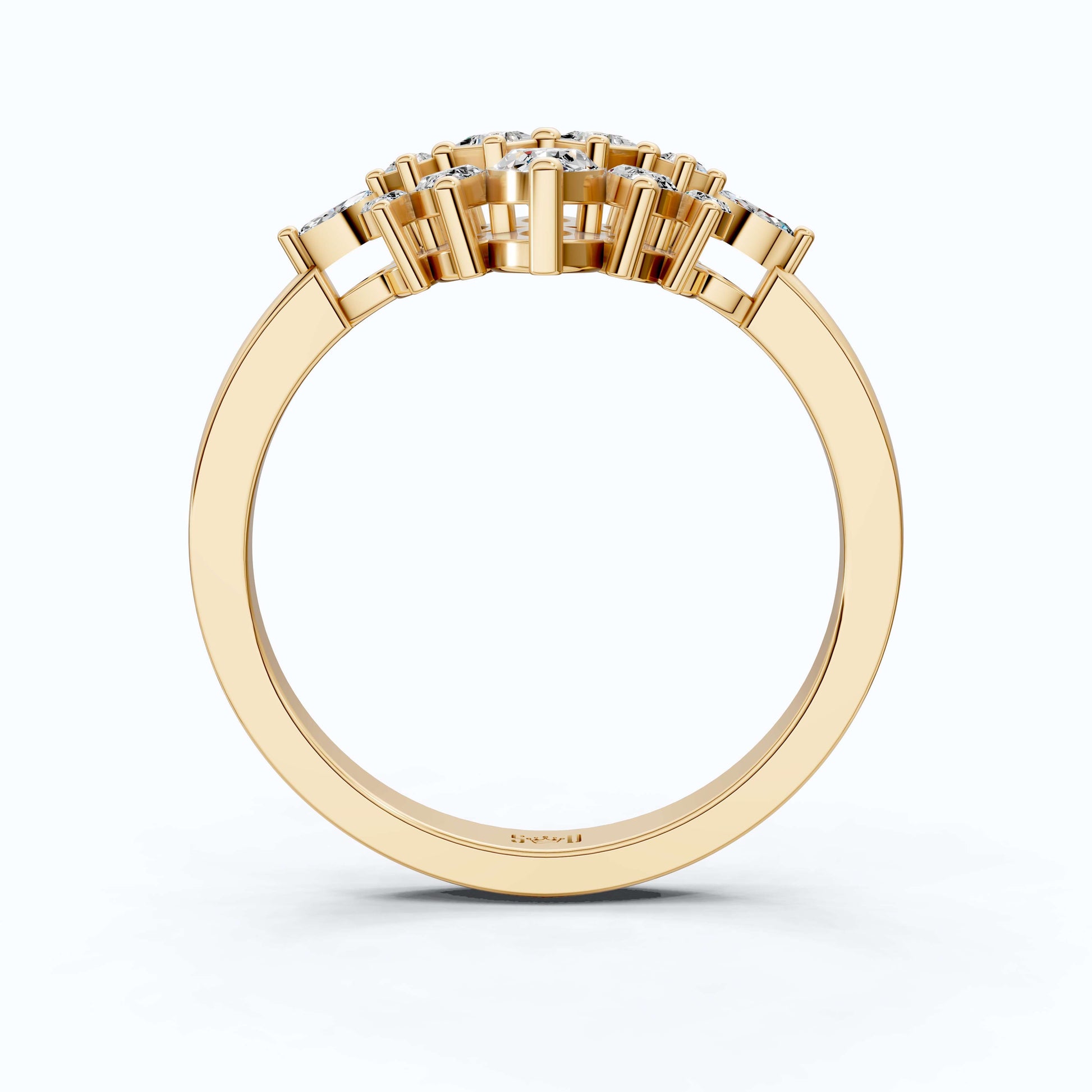 Marquise Floral Cluster Engagement Ring in 14k Solid Gold, 0.62 TCW Marquise/Princess Cut Lab Diamonds, Bridal Jewelry, Anniversary Gift for Her