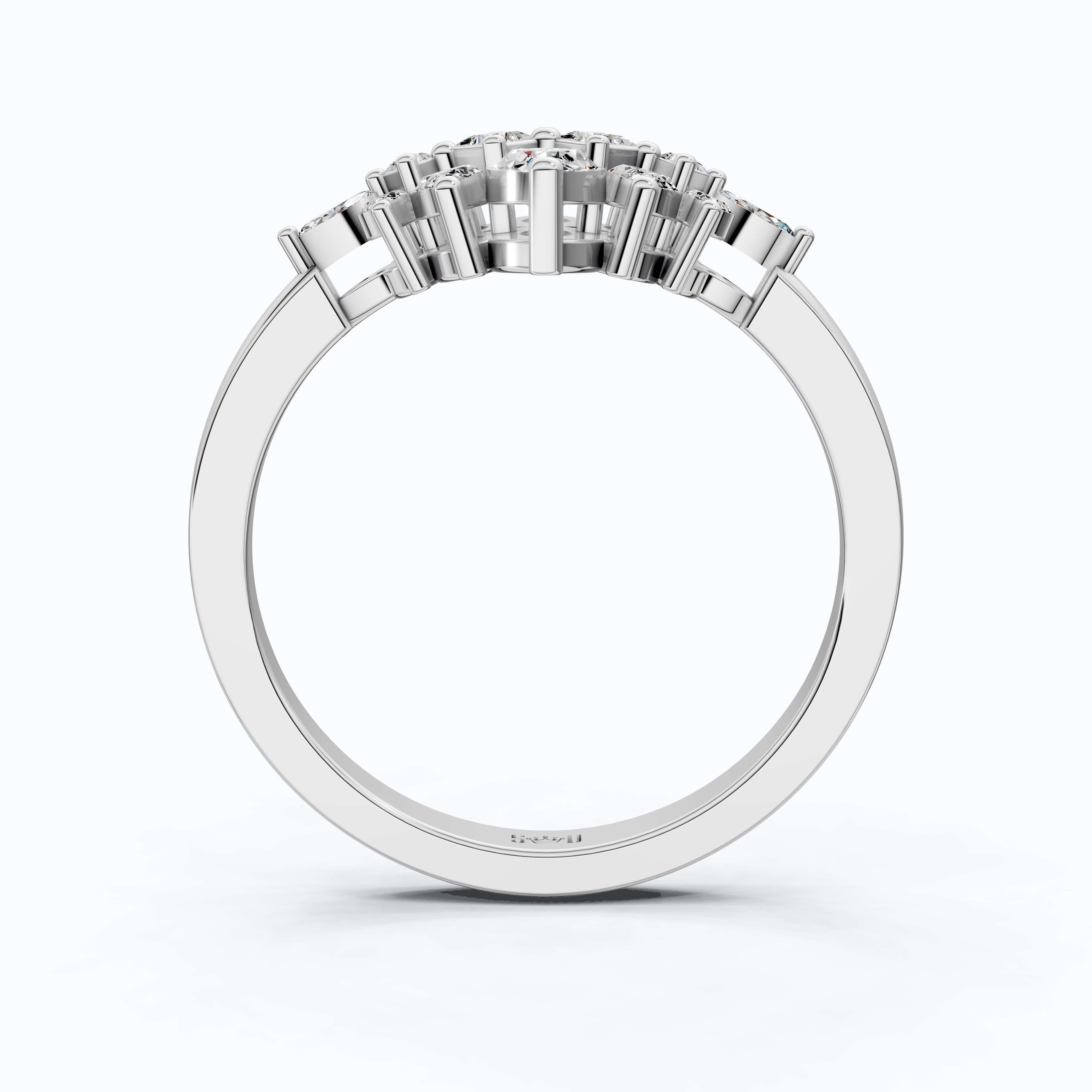 Marquise Floral Cluster Engagement Ring in 14k Solid Gold, 0.62 TCW Marquise/Princess Cut Lab Diamonds, Bridal Jewelry, Anniversary Gift for Her